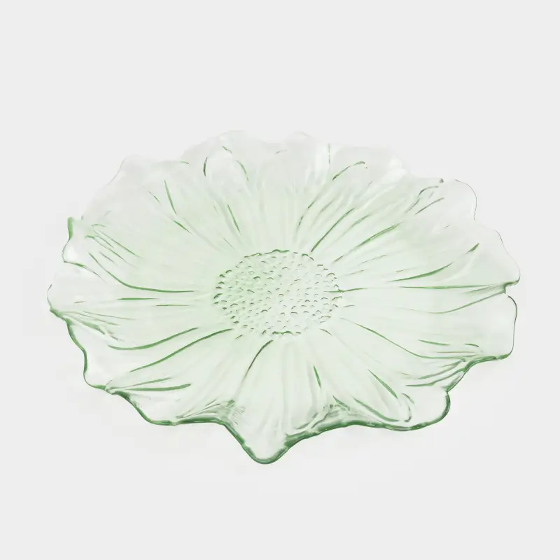 Блюдо, 26 см, стекло Р, зеленое, Цветок, Fleur color ,image-0