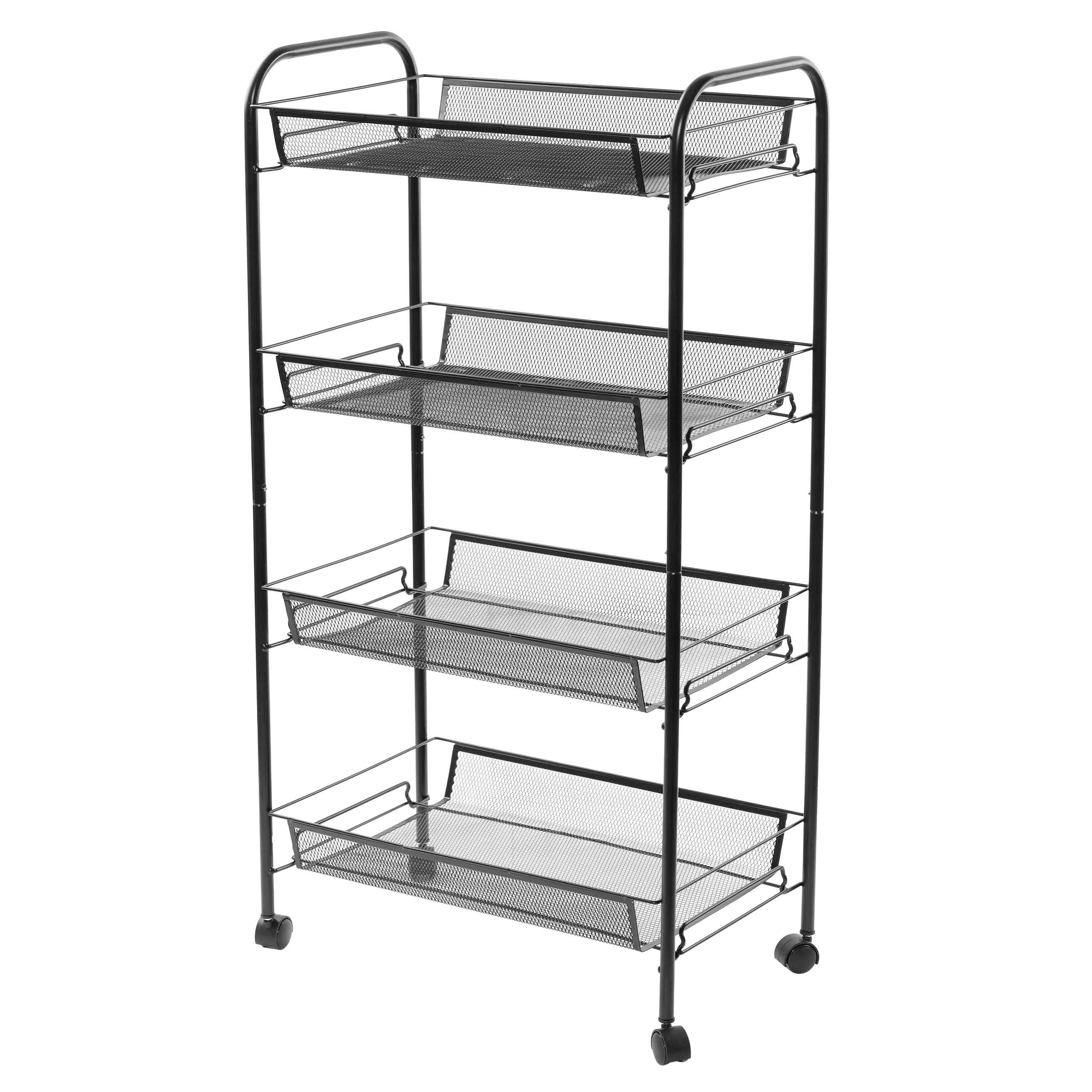 Стажерка, 4 деңгейлі, 44х26х83 см, дөңгелектерде, металл, қара, Compact Black, image-0