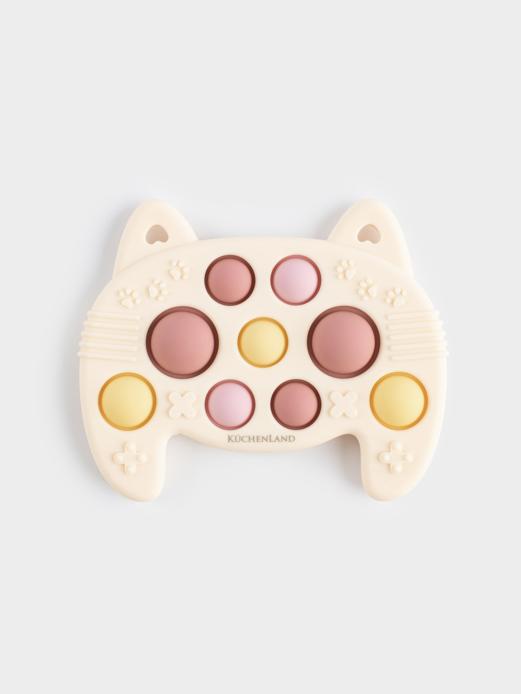 Игрушка развивающая, 10х8 см, пластик/силикон, бежевая, Кот-игровой пульт, Pop-it, image-0
