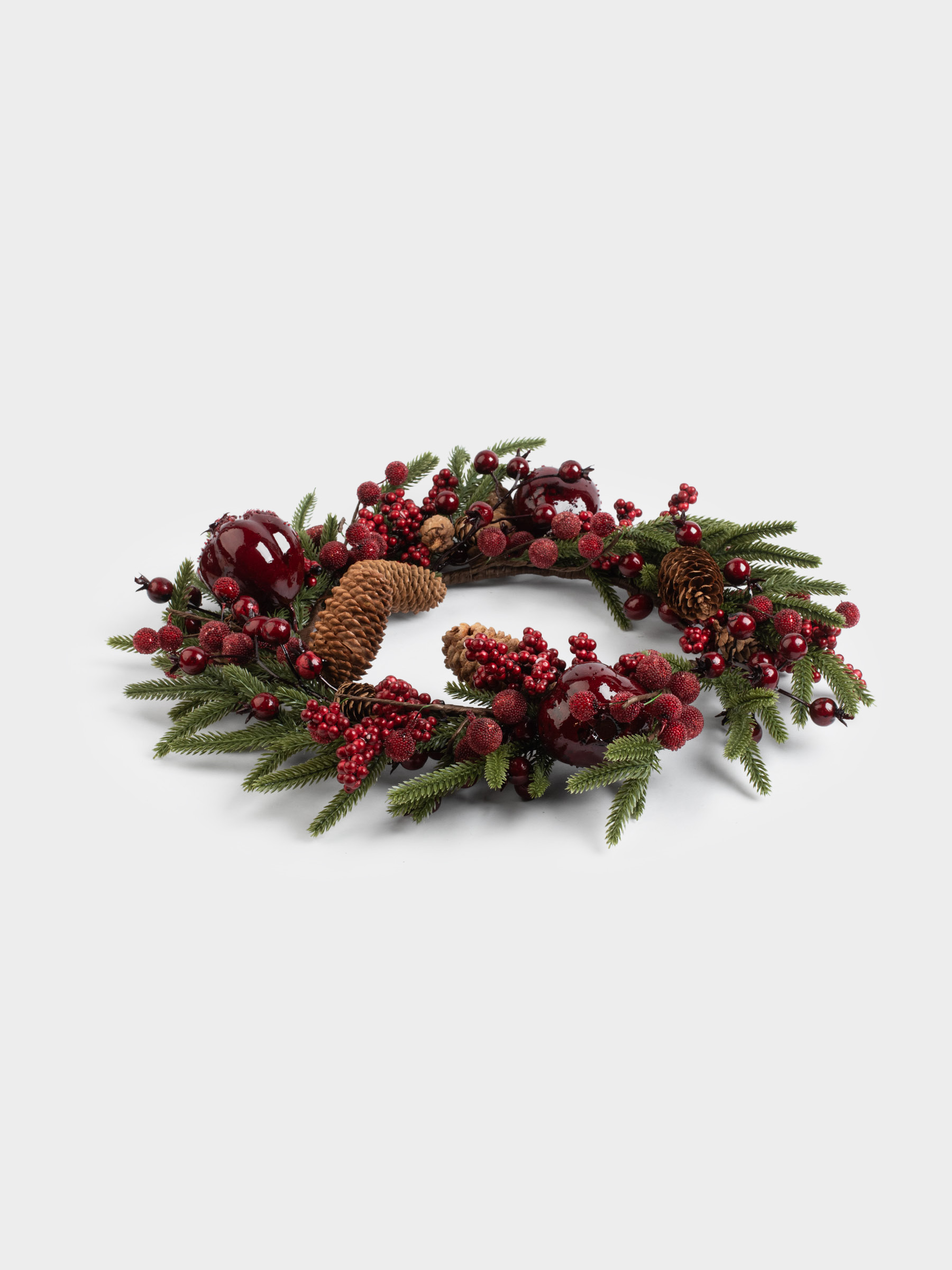 Сәндік гүл шоғы, 10/41 см, пенопласт/пластик, Қызыл жидектер мен шырша бүршіктері, Red berry, image-3