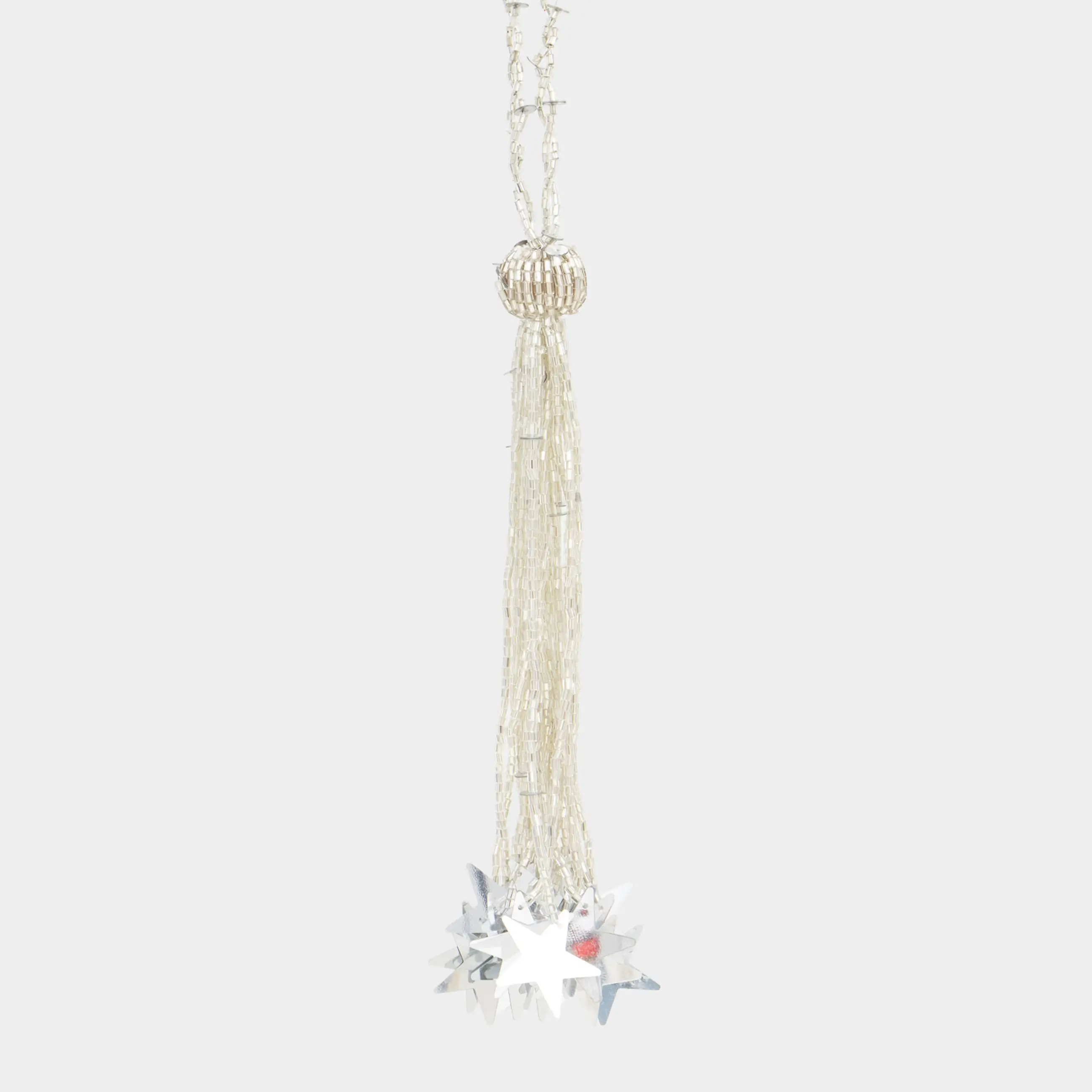 Игрушка елочная, 10 см, бисер, серебристая, Кисточка со звездами, Beads figure