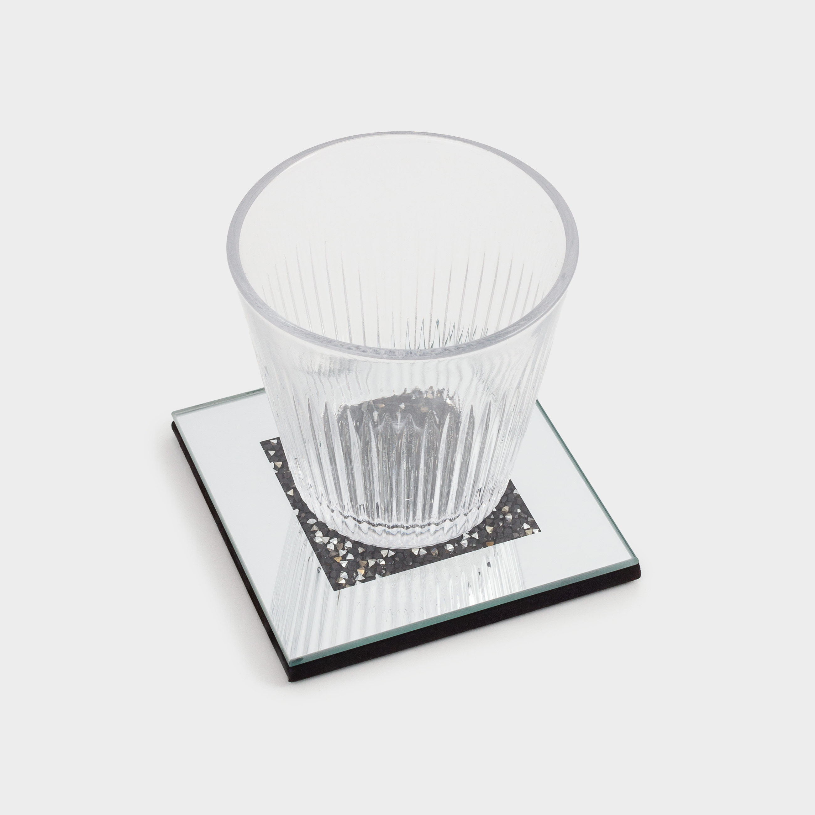 Саптыаяқ тұғыры, 10 см, шыны, шаршы, айна, Қара кристалдар, Glossy crystal, image-4