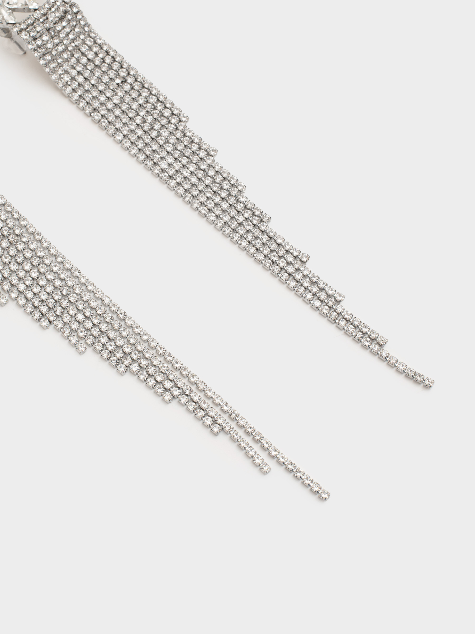 Серьги-пусеты, 14 см, 2 шт, металл/стразы, серебристые, Кристаллы, Jewelry crystal, image-2