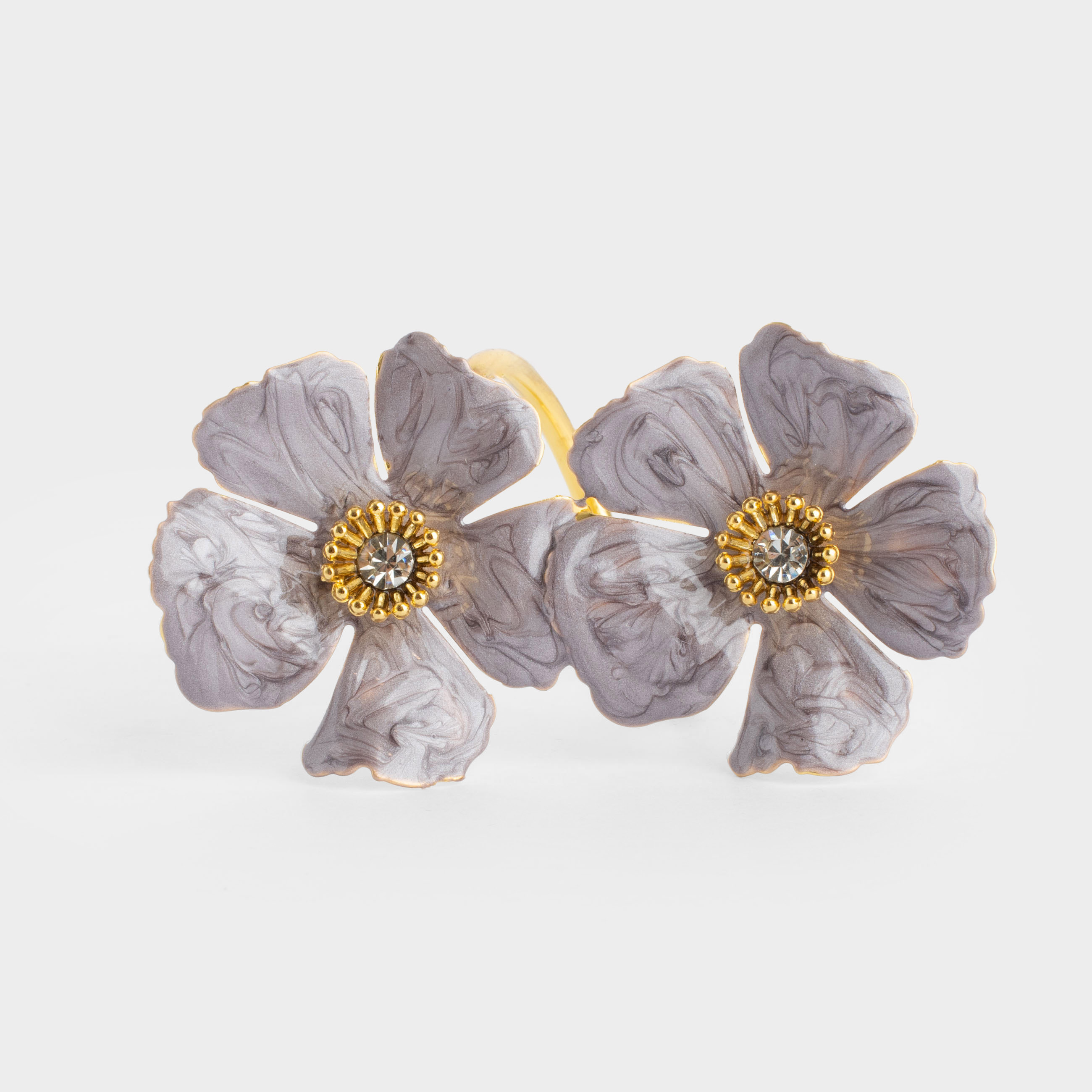 Кольцо для салфеток, 7 см, металл, серый, Цветы, Noir flower, image-0