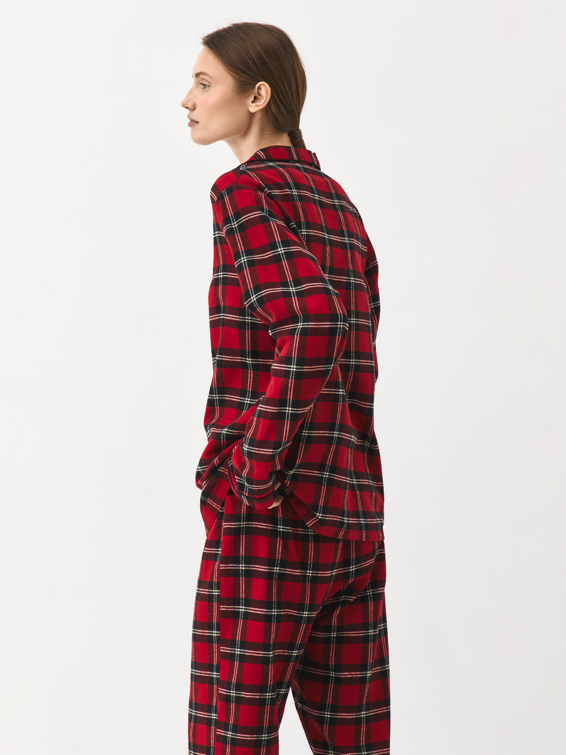 Пижама женская, с брюками, хлопок, красная, Клетка, Patsy, image-6
