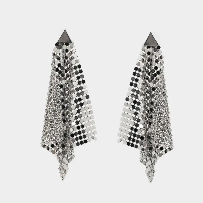 Серьги-пусеты, 7 см, металл, серебристые, Jewelry ,image-0