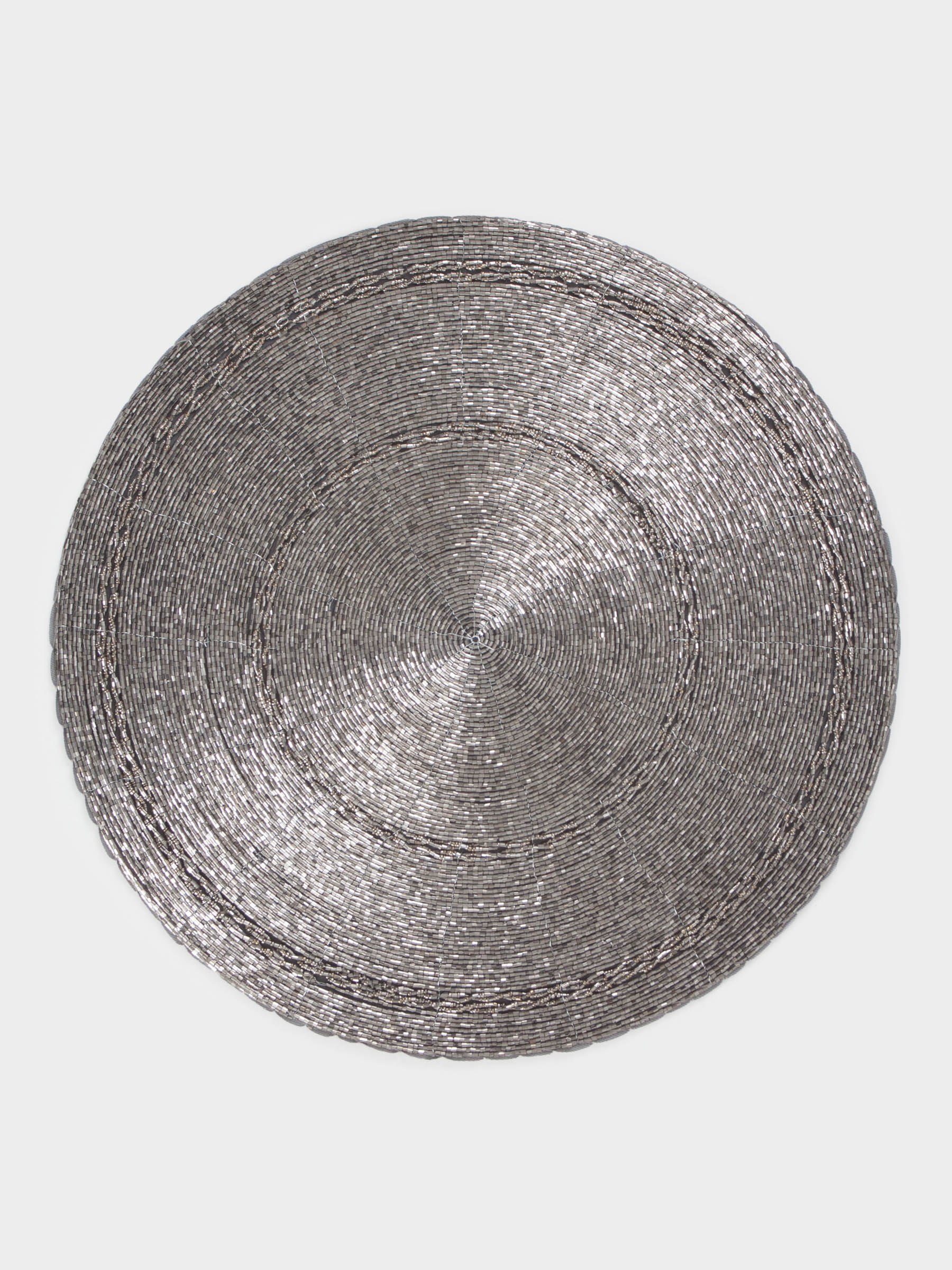 Салфетка под приборы, 36 см, бисер, круглая, темно-серая, Shiny beads, image-0