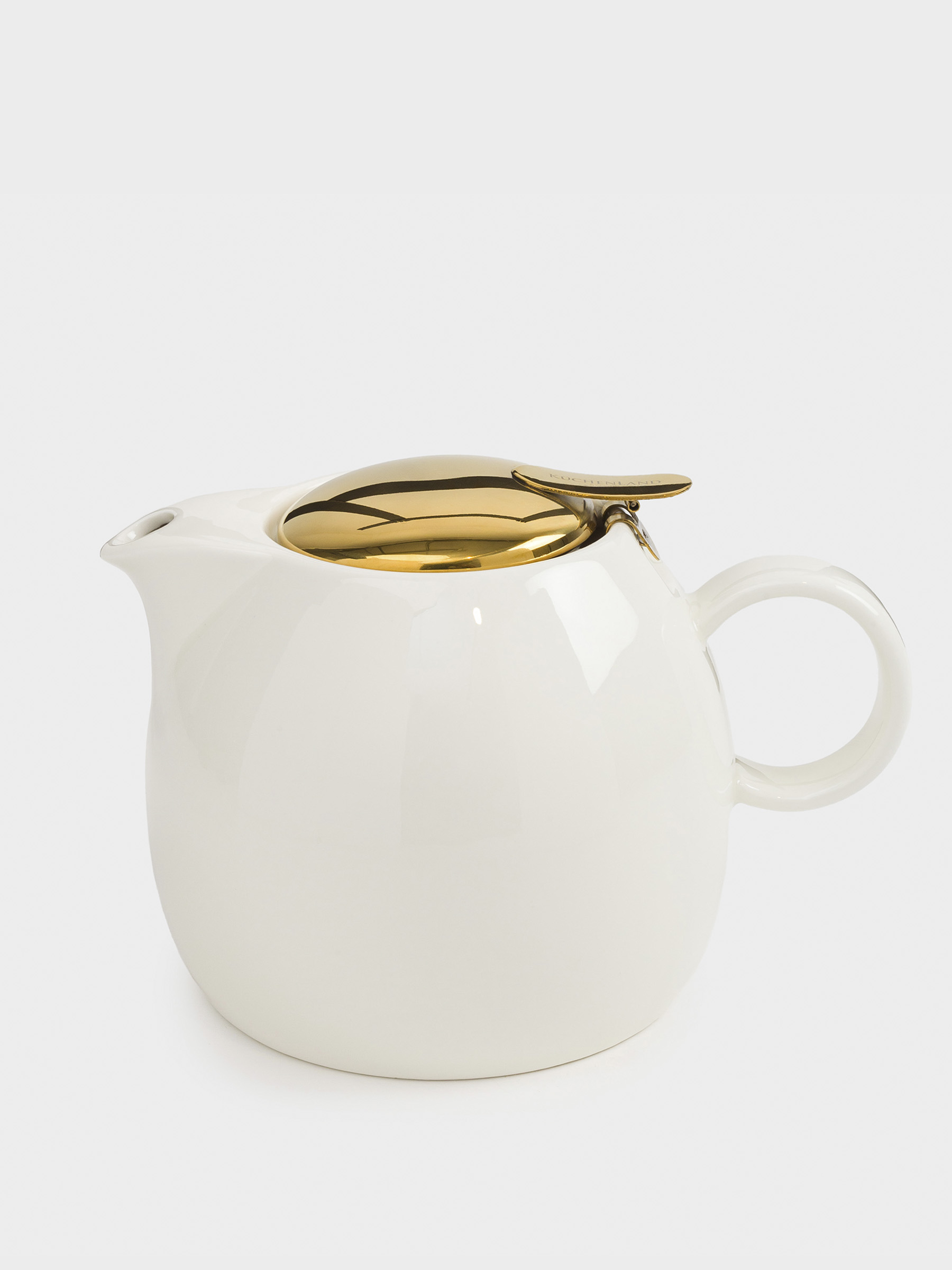 Чайник заварочный, 1 л, керамика/сталь, молочно-золотистый, Цветок, Kettle ceramo
