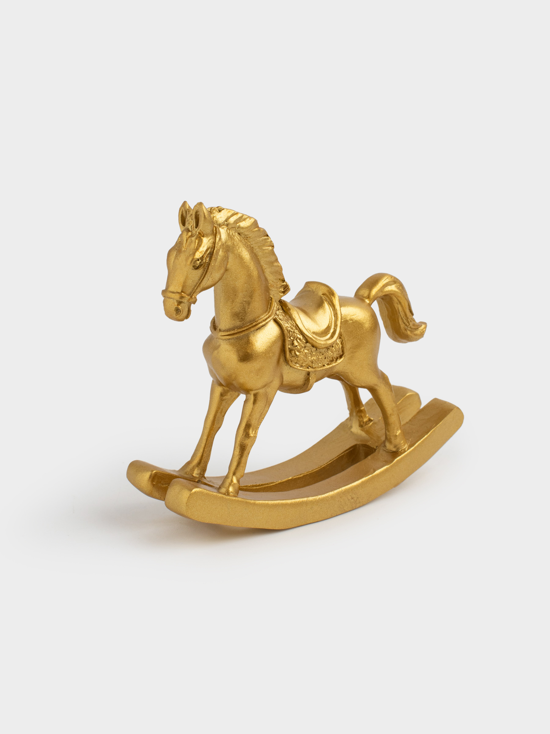 Мүсінше, 8 см, полирезин, алтын, Тербелетін ат, Horse gold, image-2