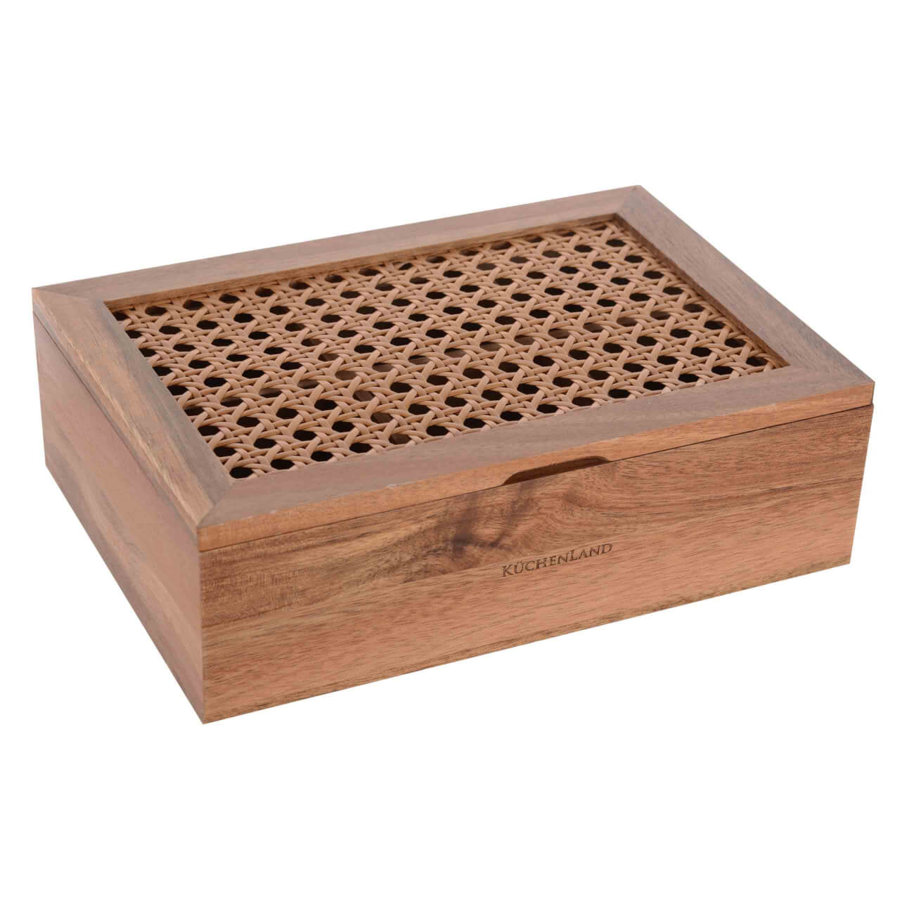 Коробка для чая, 24х16 см, 6 отд, дерево/ротанг, прямоугольная, Lattice изображение № 1