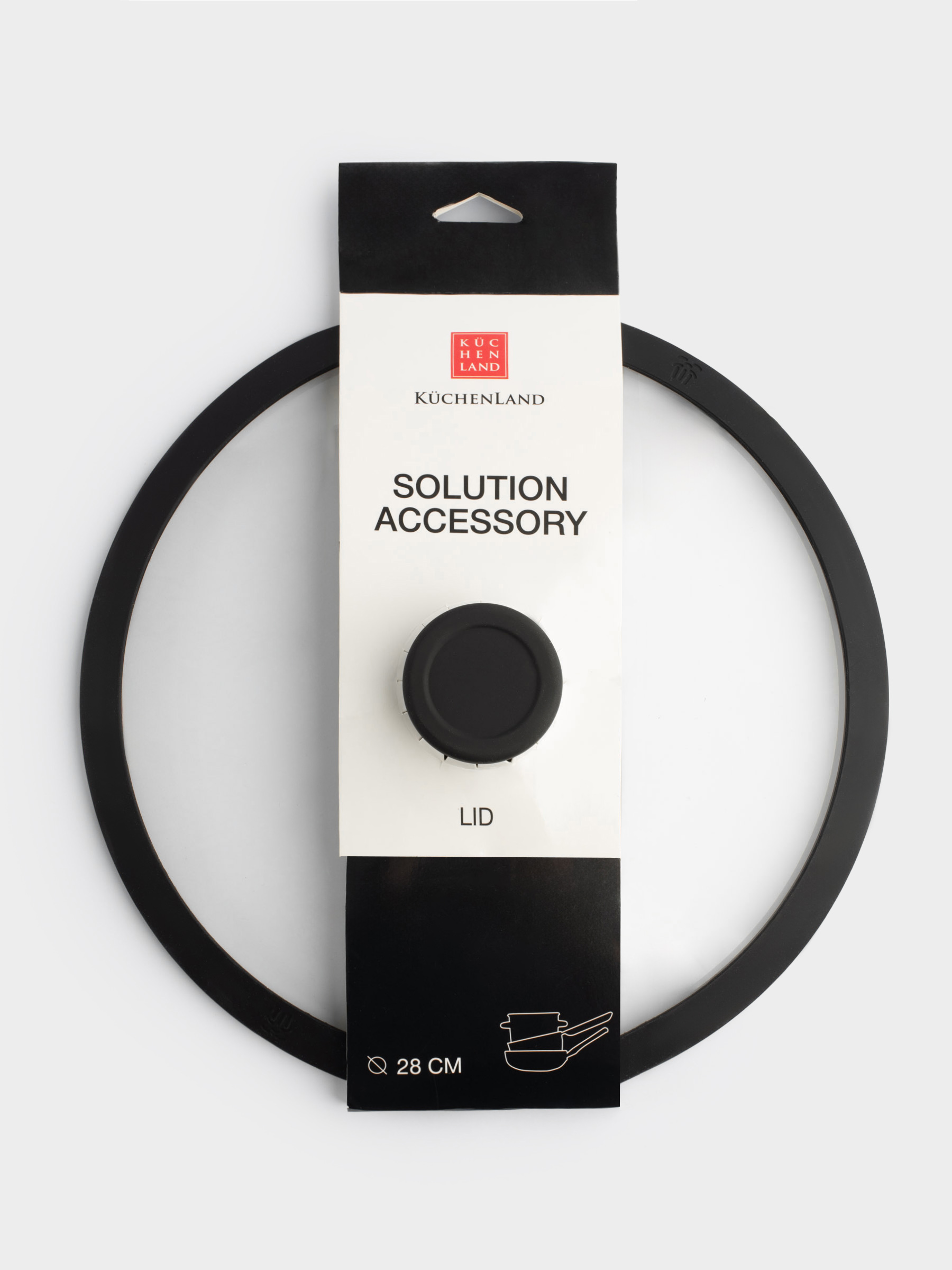 Крышка, 28 см, стекло Т/силикон, Solution accessory, image-3