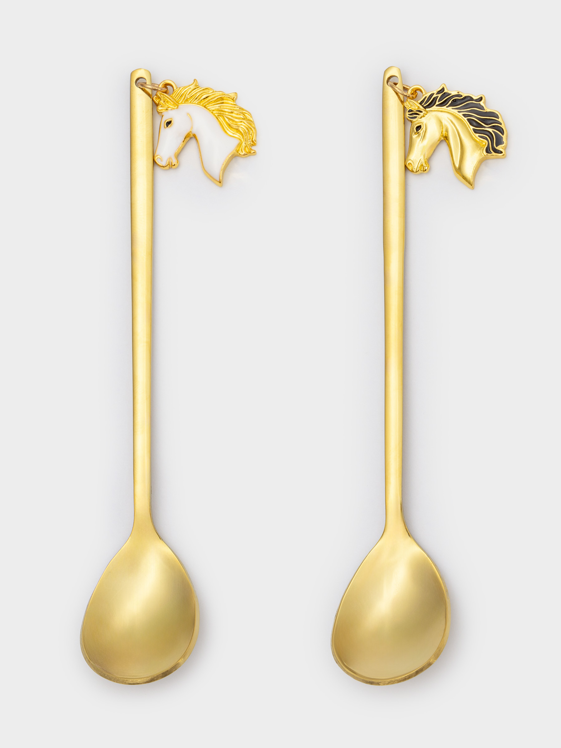 Десерт қасығы, 14 см, 2 дана, болат, алтын, Жылқы, Horse gold, image-3