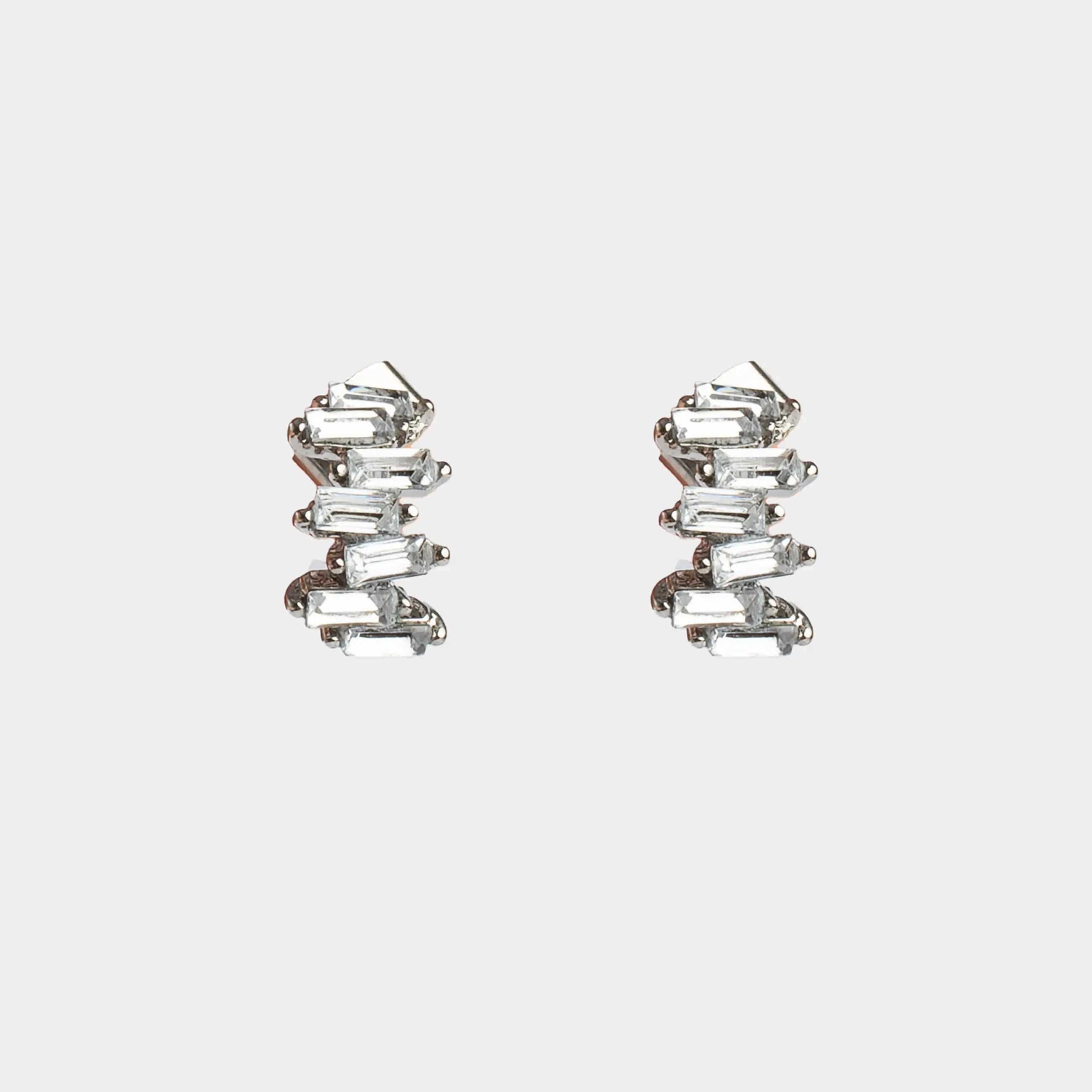 Пуссет сырғалары, 1 см, 2 дана, металл/акрил, күміс, Кристалдар, Jewelry crystal