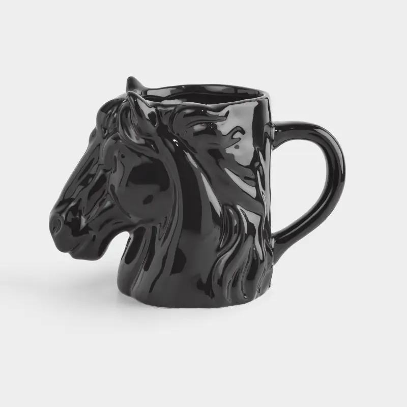 Кружка, 500 мл, керамика, черная, Голова лошади, Horse ,image-0