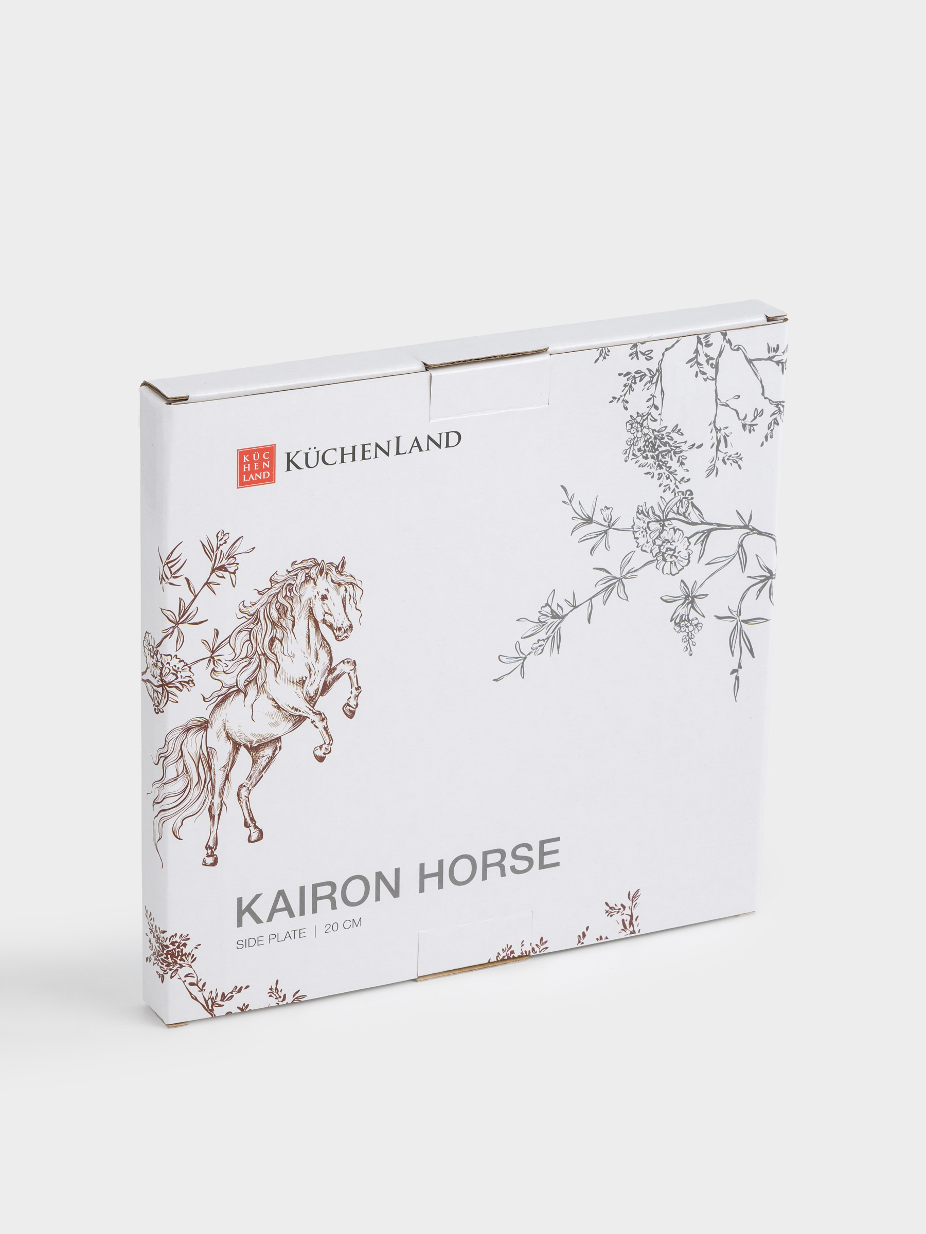 Десерт тәрелкесі, 20 см, фарфор N, ақ, күміс жиектері бар, Жылқы, Kairon horse, image-6