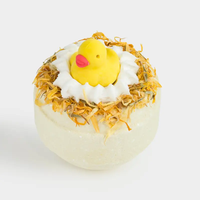 Бомбочка для ванны, 130 гр, с игрушкой, желтая, Мед с молоком, Утенок, Duck yellow ,image-0