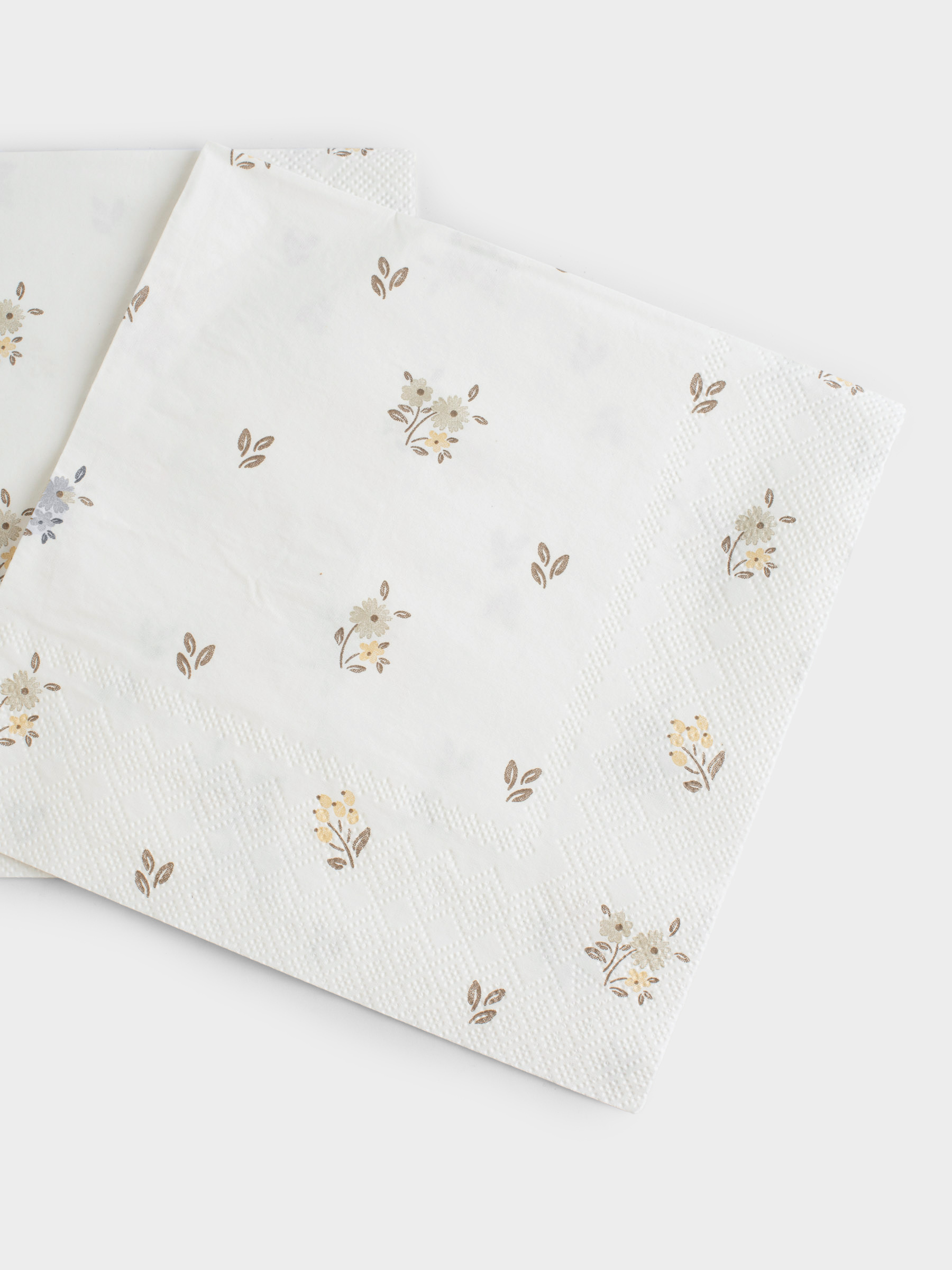 Салфетки бумажные, 33х33 см, 20 шт, квадратные, белые, Винтажные цветы, La flore, image-2