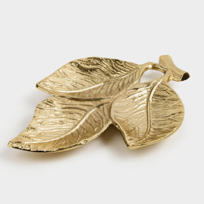 Менажница, 24х18 см, 3 отд, металл, золотистая, Листья, Fantastic gold ,image-0