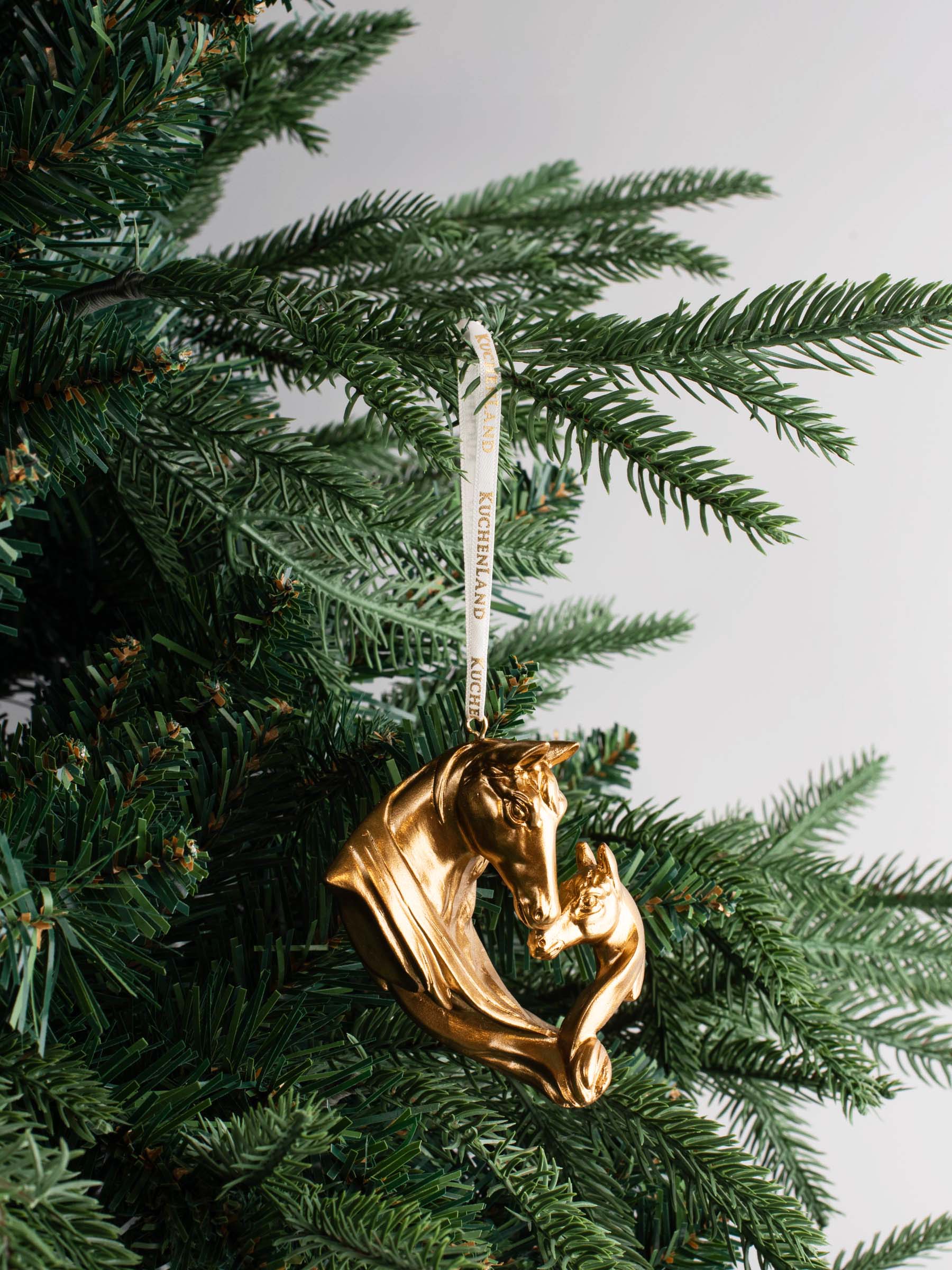 Шырша ойыншығы, 9 см, полирезин, алтын, Жылқылар, Figure christmas, image-3