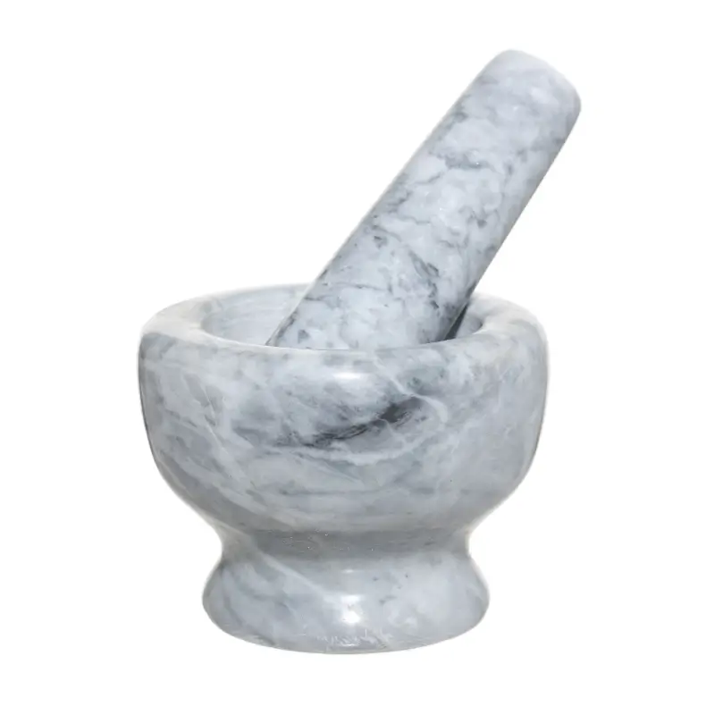 Ступка для специй, 7 см, с пестиком, мрамор, серая, Marble ,image-0