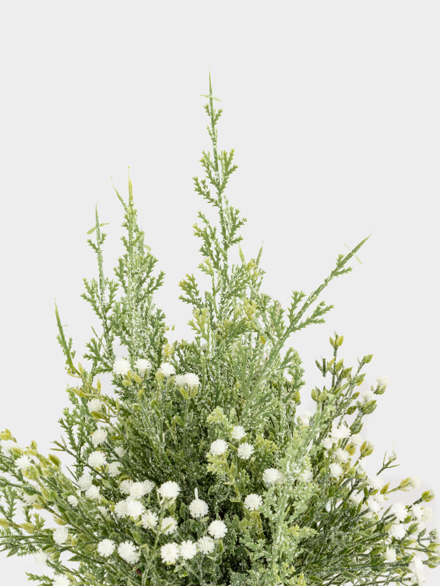 Букет декоративный, 40 см, пластик, Хвоя с белыми цветами, Conifer decor, image-2