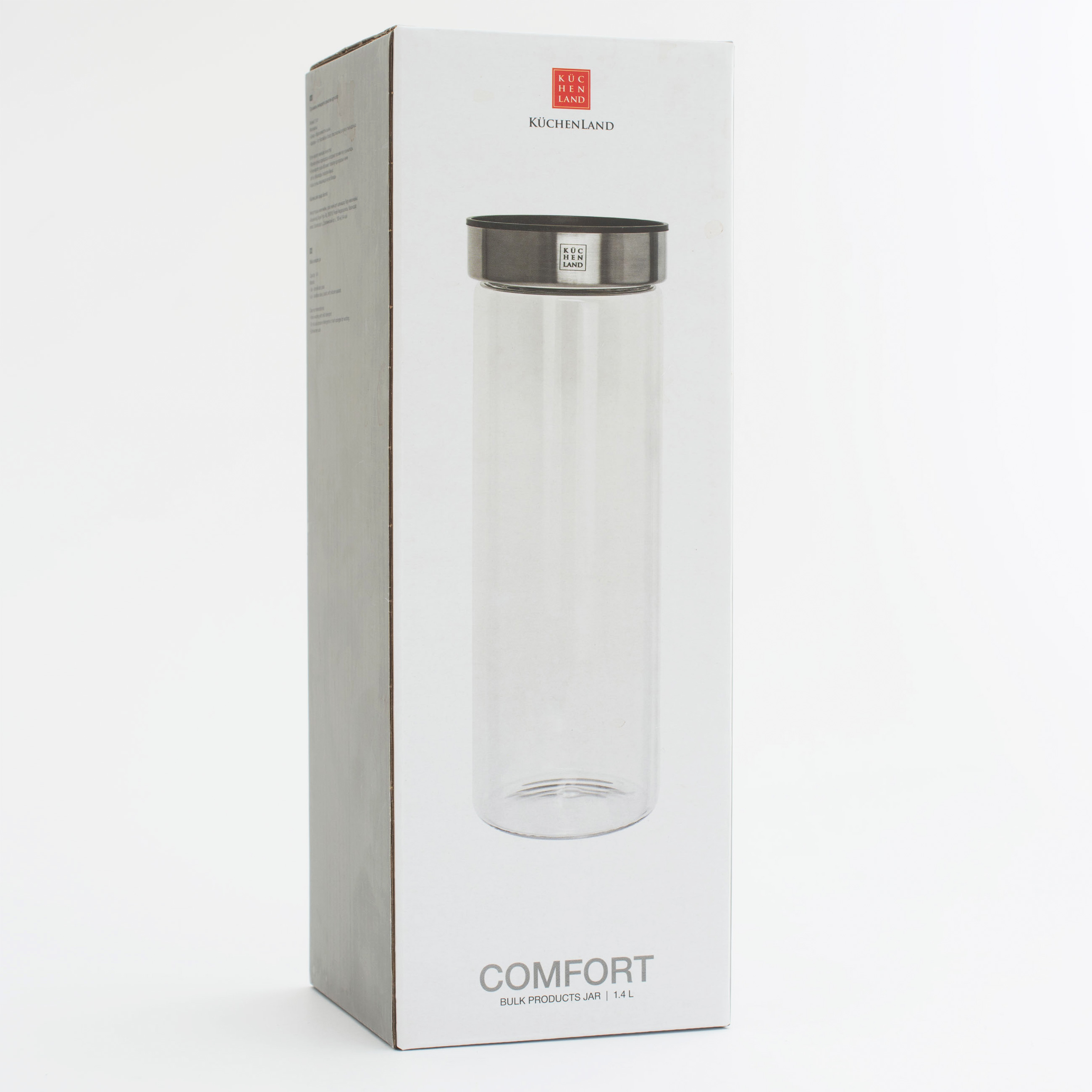 Банка для сыпучих продуктов, 1,4 л, стекло Б/пластик, Comfort, image-4