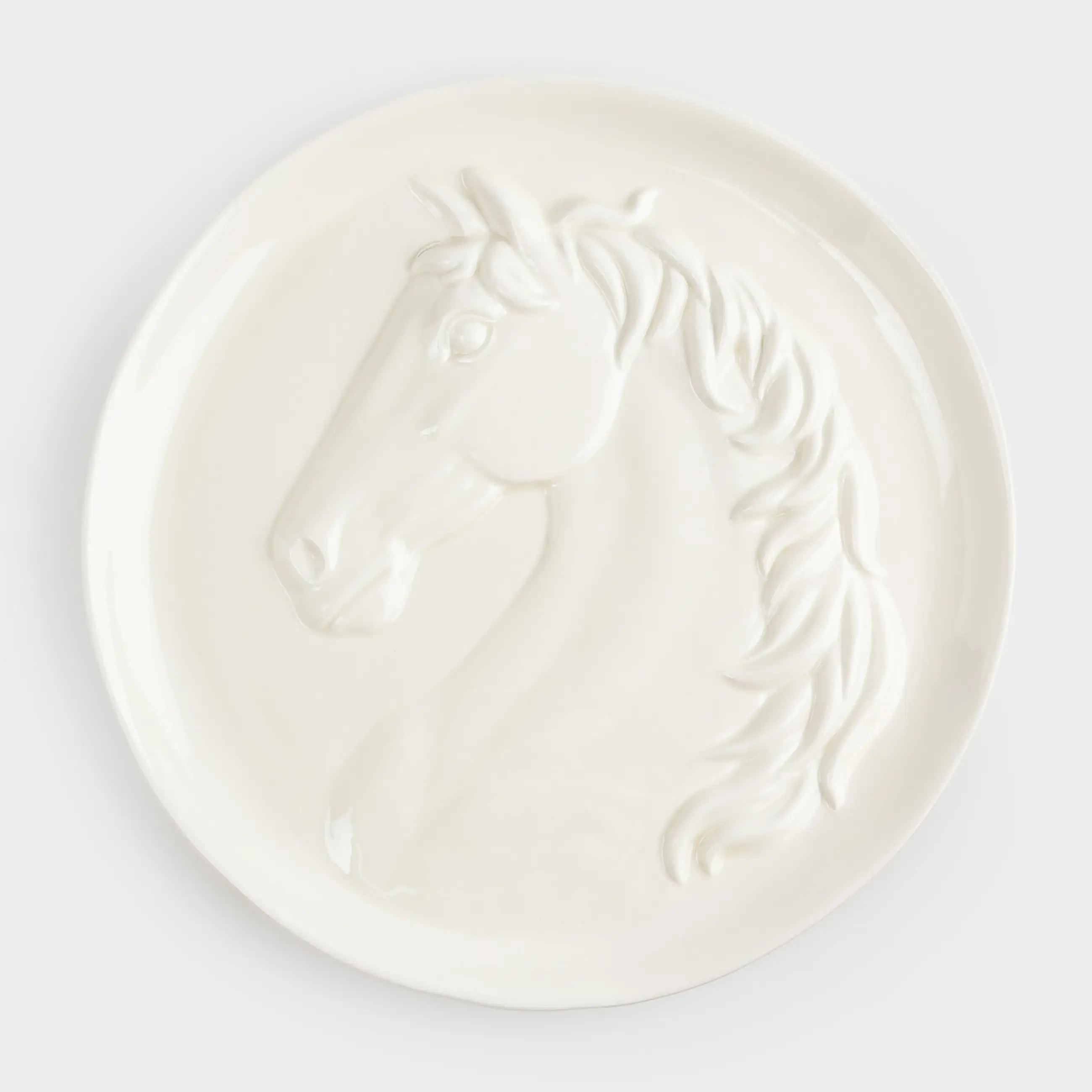 Ыдыс, 24 см, керамика, сүт түстес, Жылқы, Horse pattern