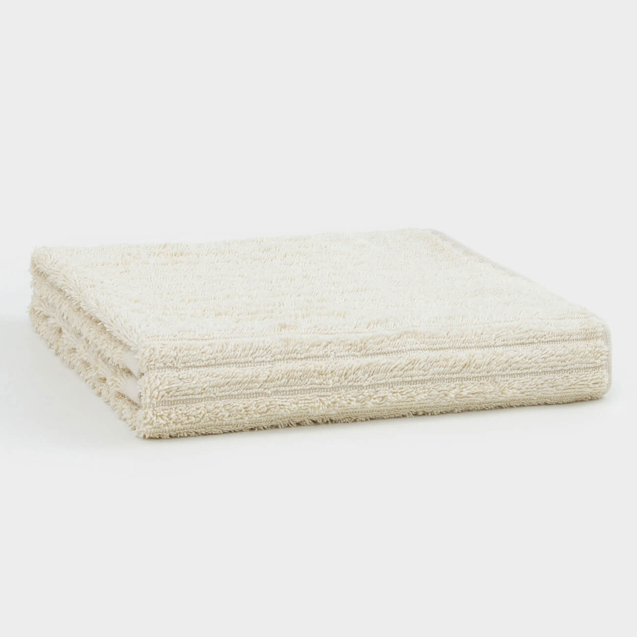 Полотенце, 70х140 см, хлопок, бежевое, Объемные полосы, Stripes cotton, image-0