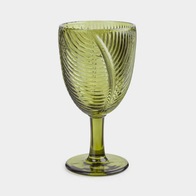 Бокал-кубок для вина, 260 мл, стекло, зеленый, Тропические листья, Tropical leaves ,image-0