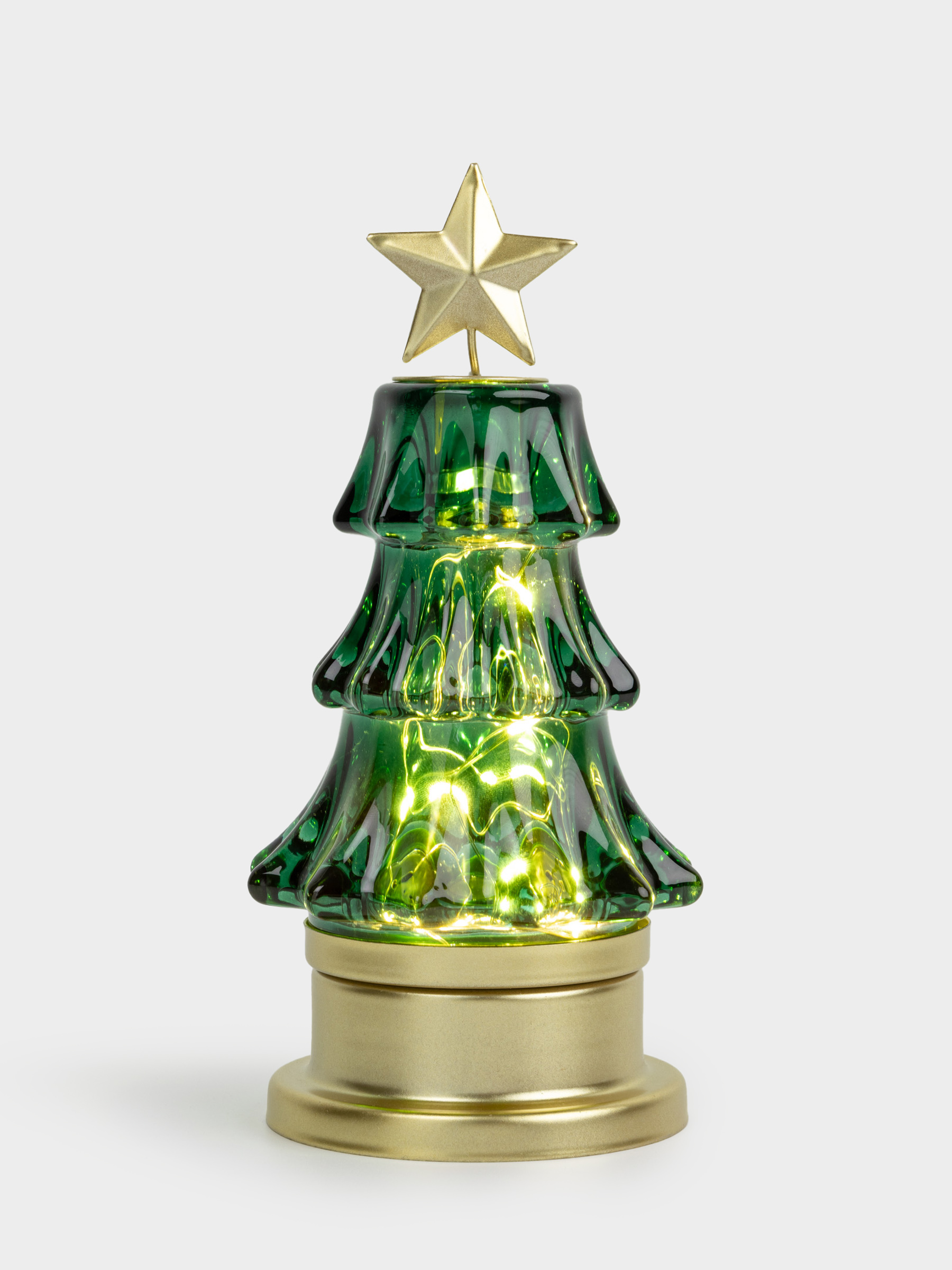 Сәндік шам, 18 см, шыны/металл, алтын, Шырша, Golden style, image-3