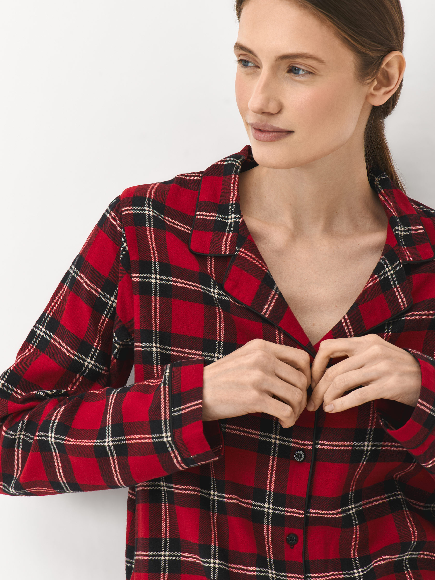 Пижама женская, с брюками, хлопок, красная, Клетка, Patsy, image-1