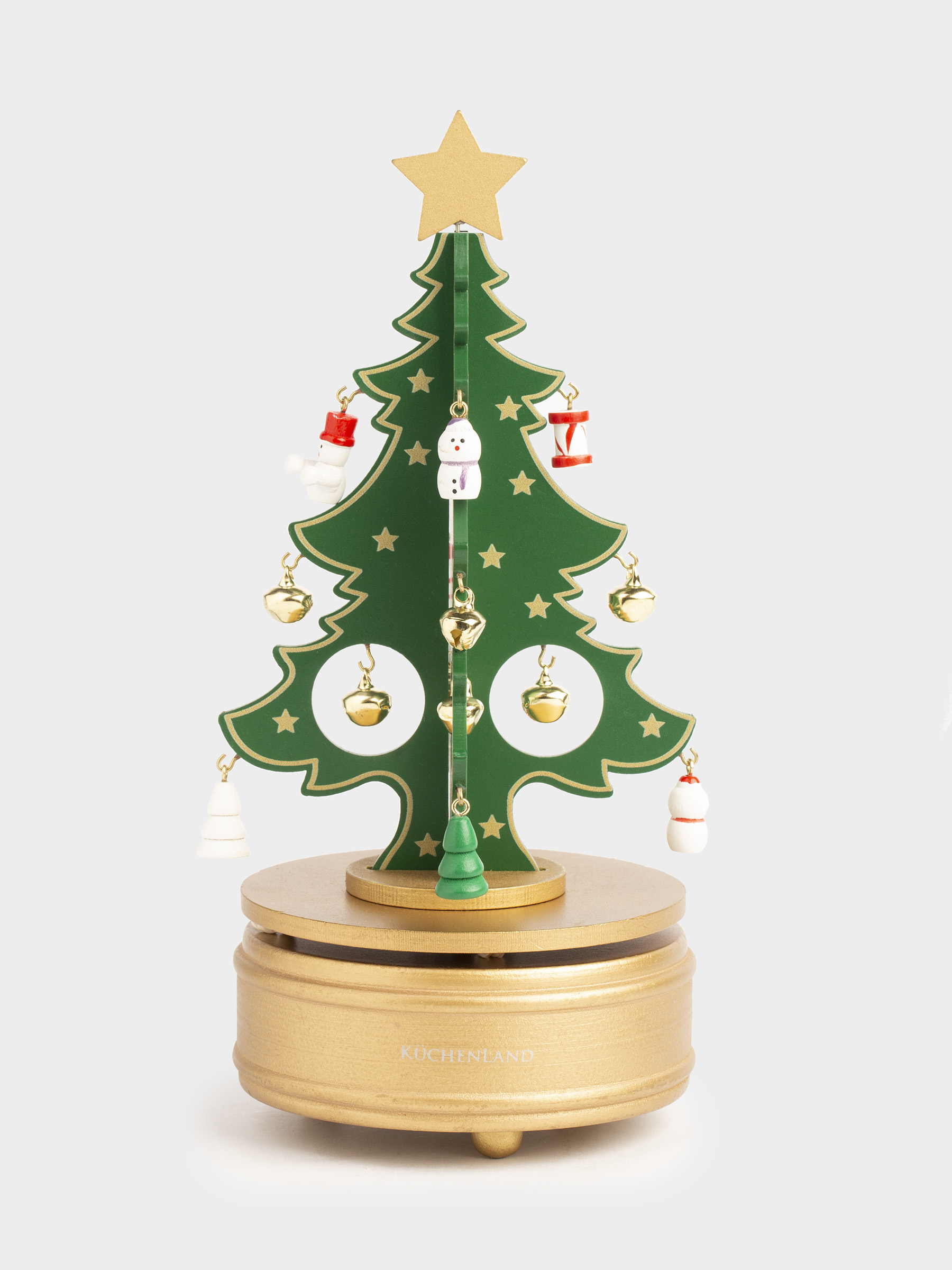 Статуэтка музыкальная, 24 см, с подвесками, заводная, МДФ, зеленая, Ель, Christmas style, image-0
