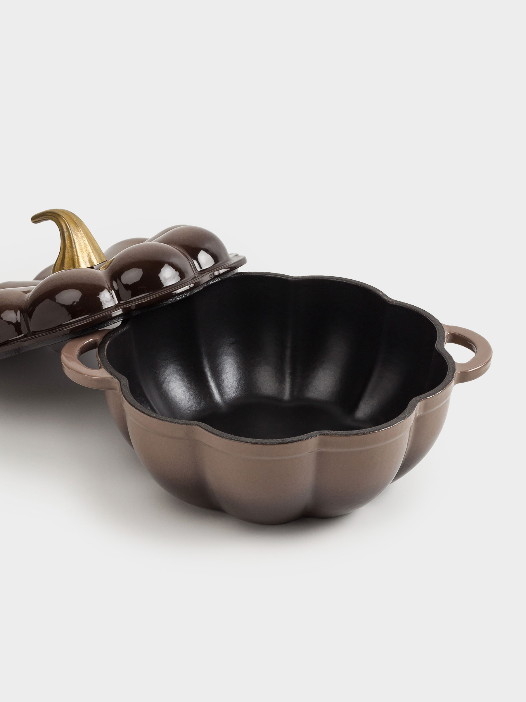 Кәстрөл, 20 см, 1,7 л, қақпағы бар, шойын, қоңыр, асқабақ, Gourd, image-6