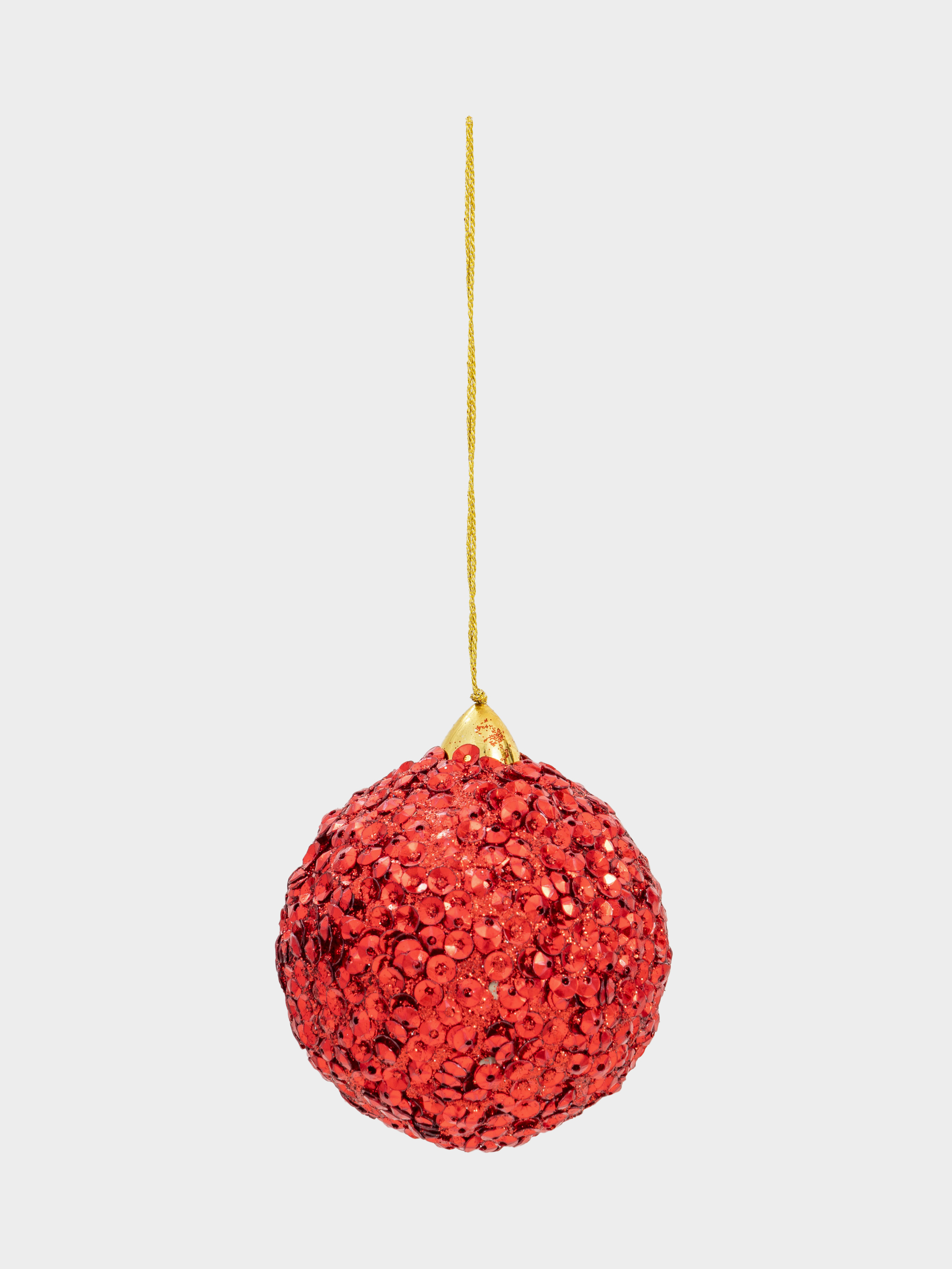 Игрушка елочная, 8 см, бисер/пластик, красная, Шар, Ball sparkle, image-1