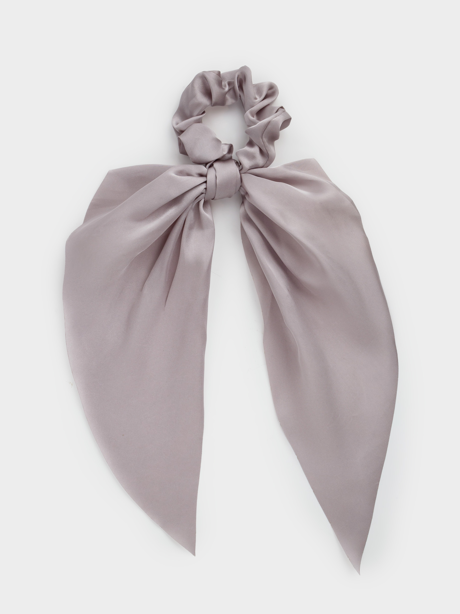 Резинка для волос, 25 см, с лентой, сатин, серая, Silk, image-0