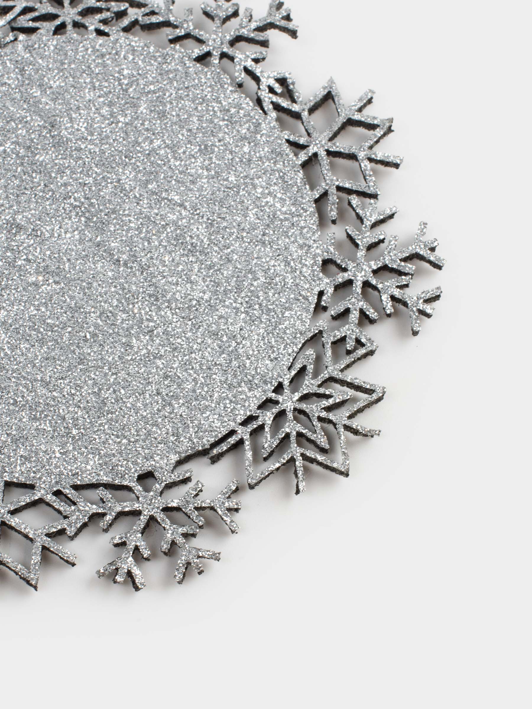 Саптыаяқ тұғыры, 12 см, 2 дана, киіз, бұйра, күміс, Қар ұшқындары, Felt mat, image-4