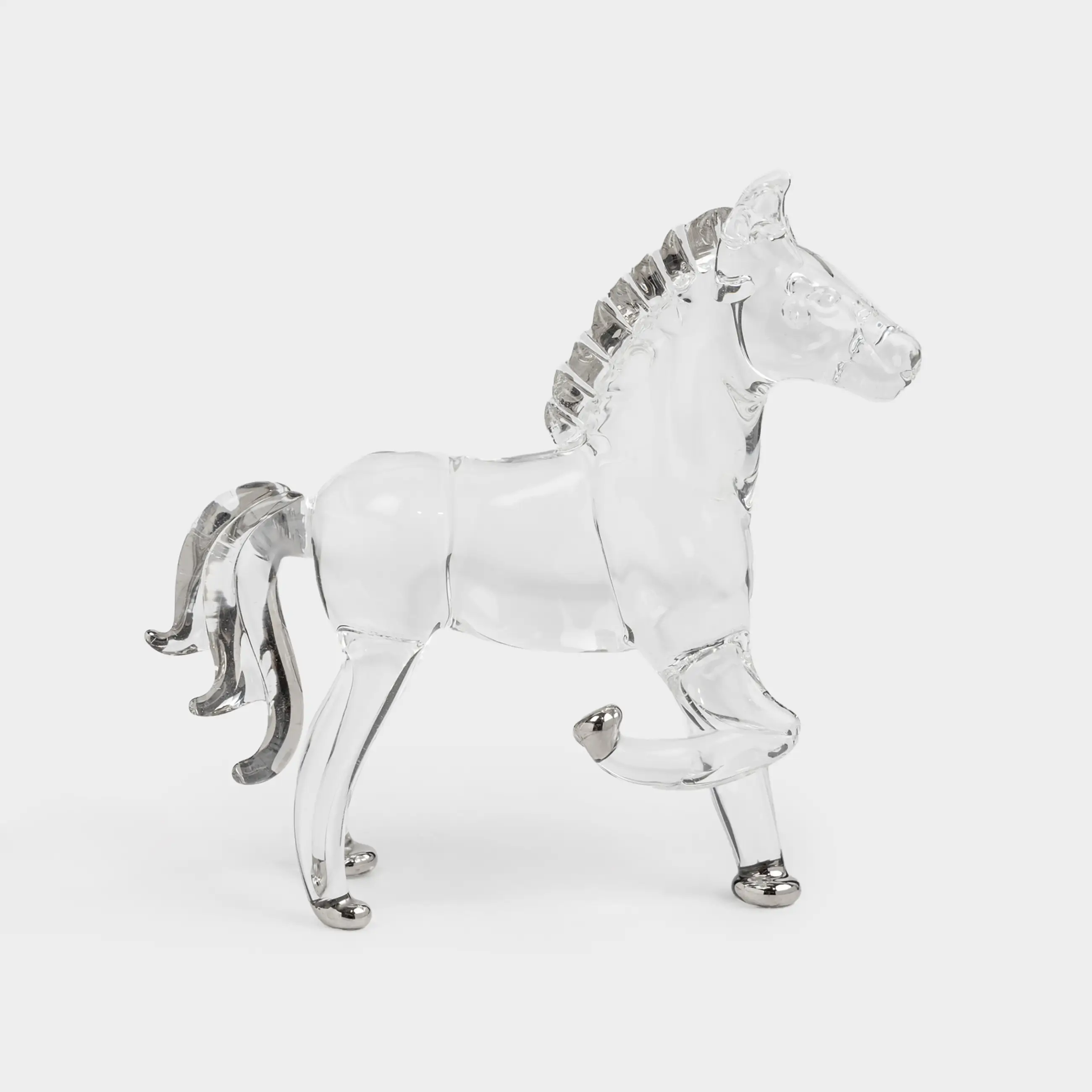 Мүсінше, 10 см, шыны, күміс, Жылқы, Horse vitreous