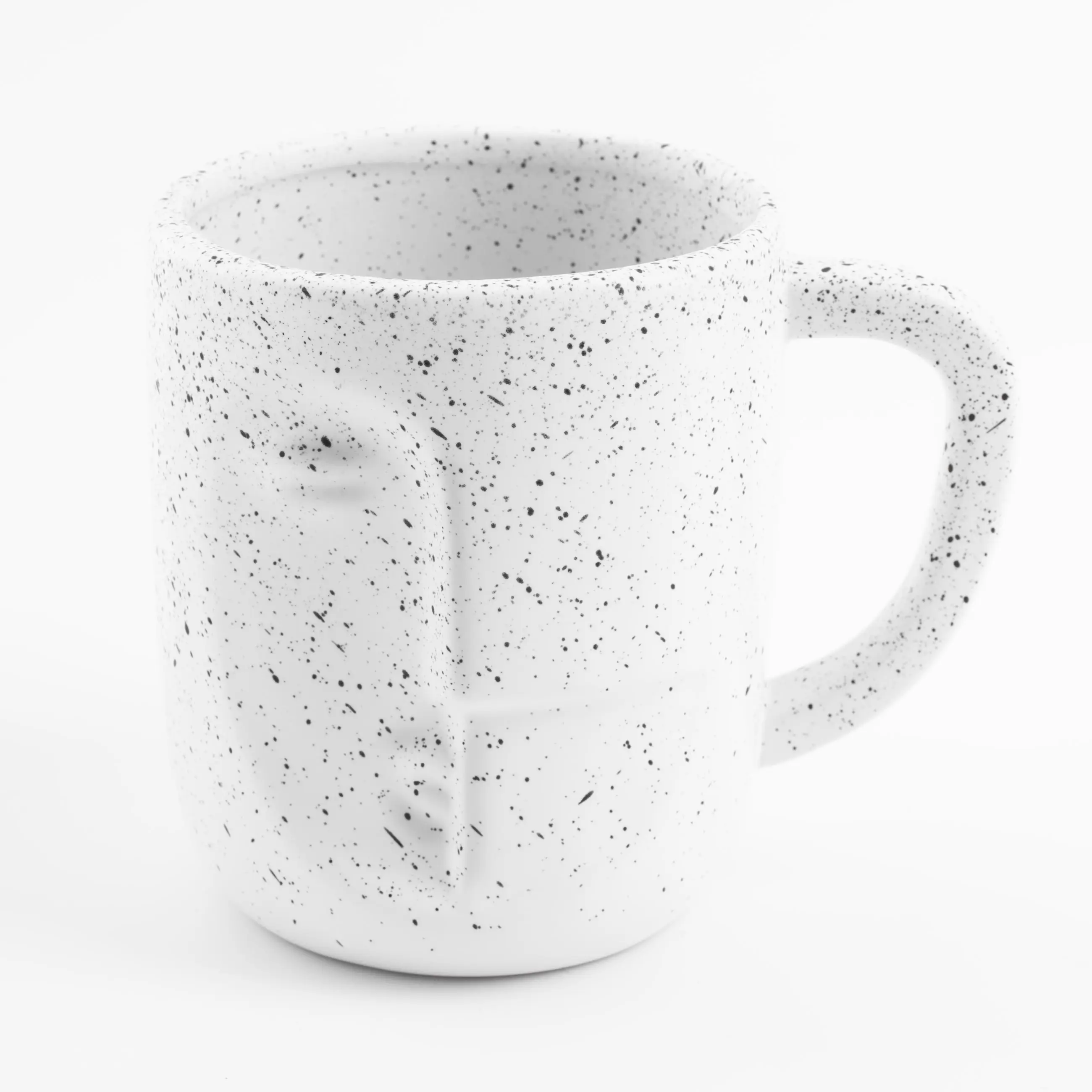 Кружка, 420 мл, керамика, белая, в крапинку, Лицо, Face speckled, image-0
