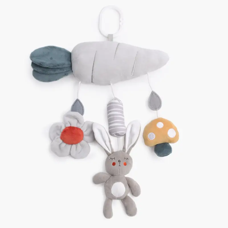 Игрушка, 40х27 см, развивающая, подвесная, полиэстер, серая, Морковка, Cradle ,image-0