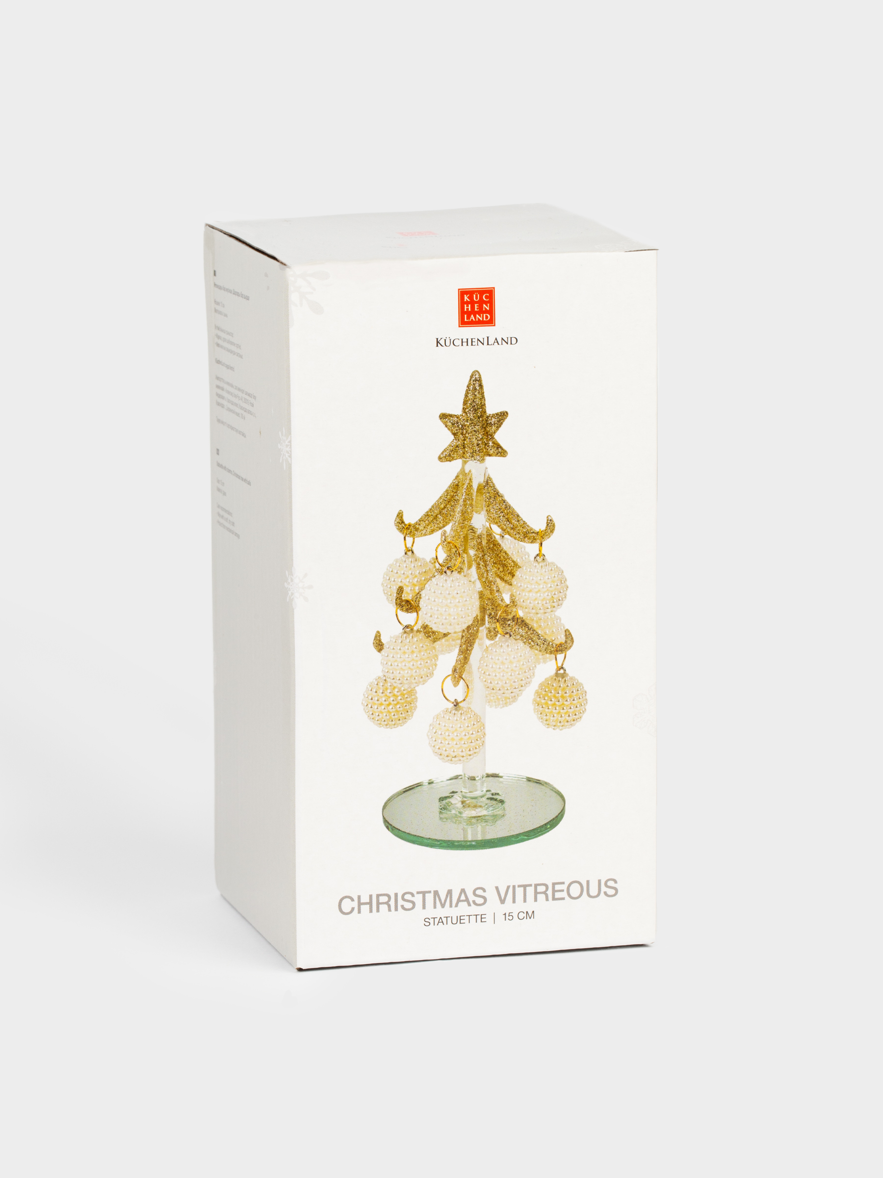 Статуэтка, 15 см, с подвесками, стекло, золотистая, Ель с шишками, Christmas vitreous, image-4