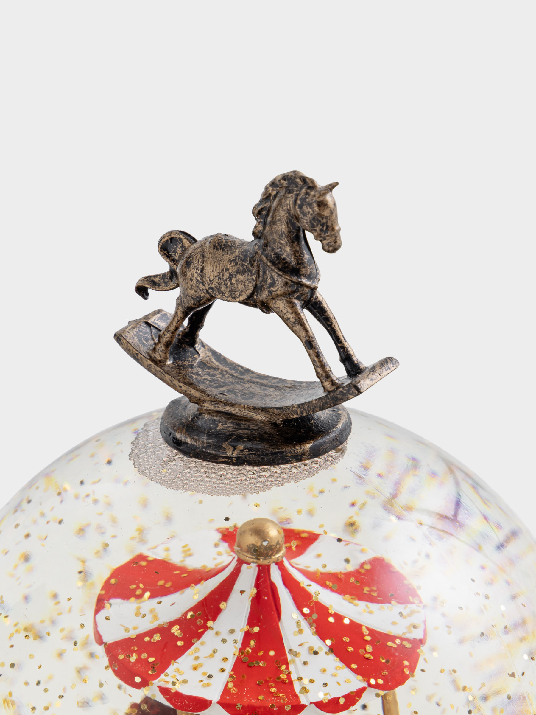 Қар шамы, 20 см, жарықтандырылған, пластик, қола, Айналма әткеншек, Bronze style, image-2