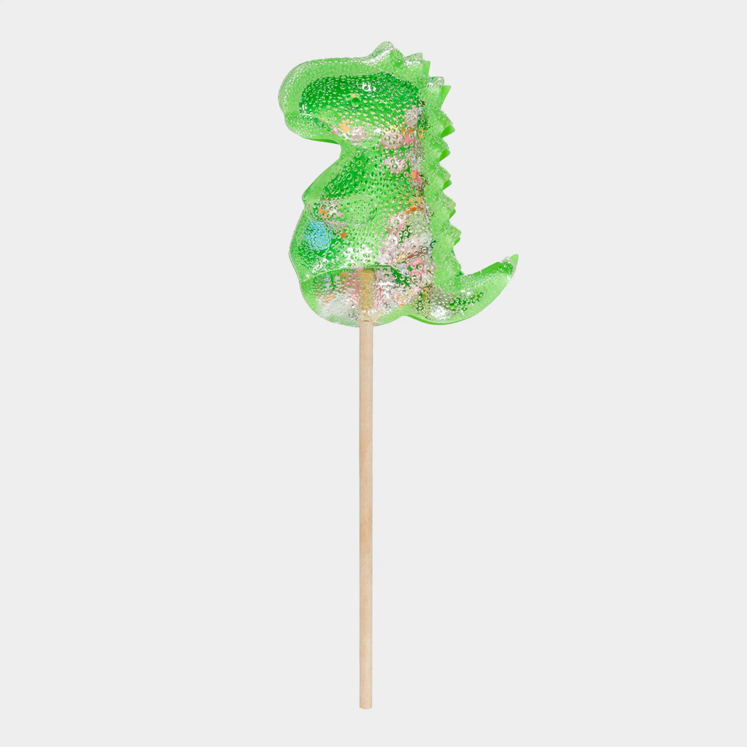 Леденец, 40 гр, погремушка, на палочке, изомальт, зеленый, Динозавр, Dino, image-0