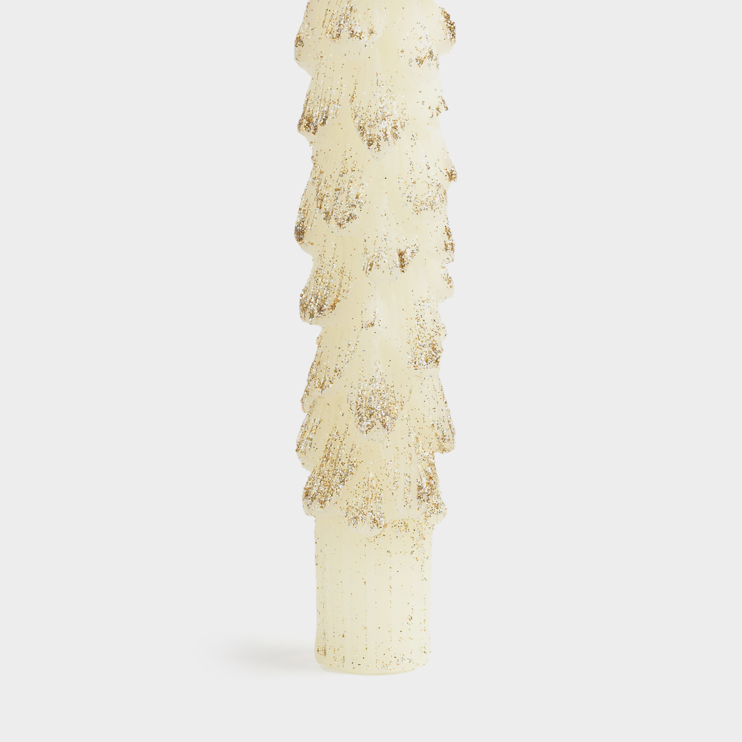 Свеча, 25 см, 2 шт, тонкая, с блестками, молочная, Ель, Fir candle, image-1