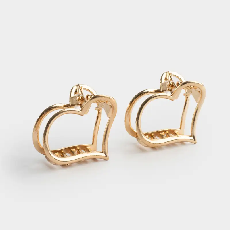 Заколка для волос, 2 см, 2 шт, металл, золотистая, Сердце, Fantastic gold ,image-0