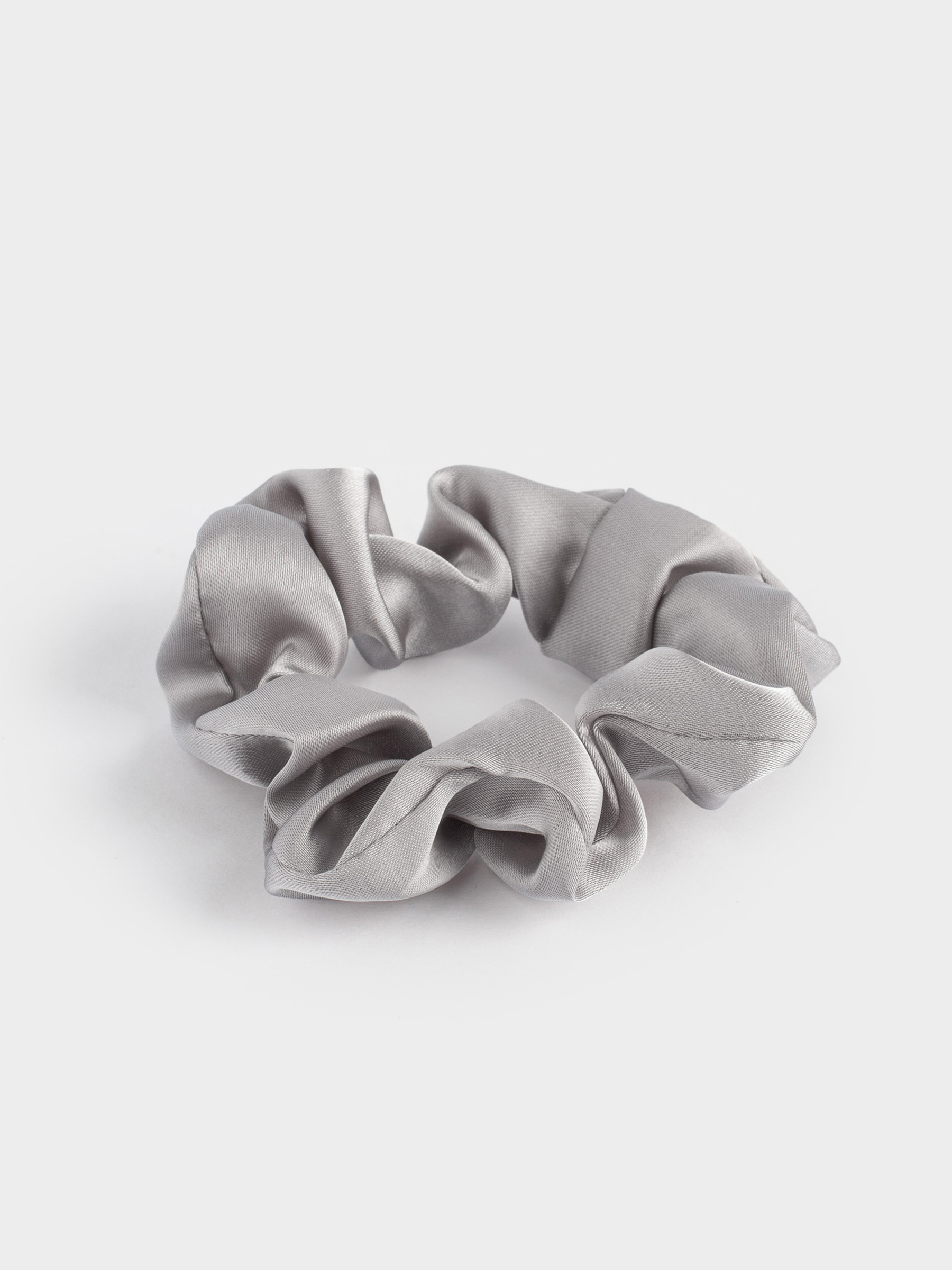 Резинка для волос, 6 см, сатин, серая, Silk, image-2