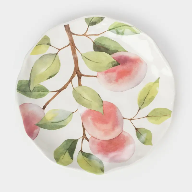 Тіскебасар тәрелкесі, 23 см, керамика, ақ, бұтақтағы алхоры, Crumple print ,image-0