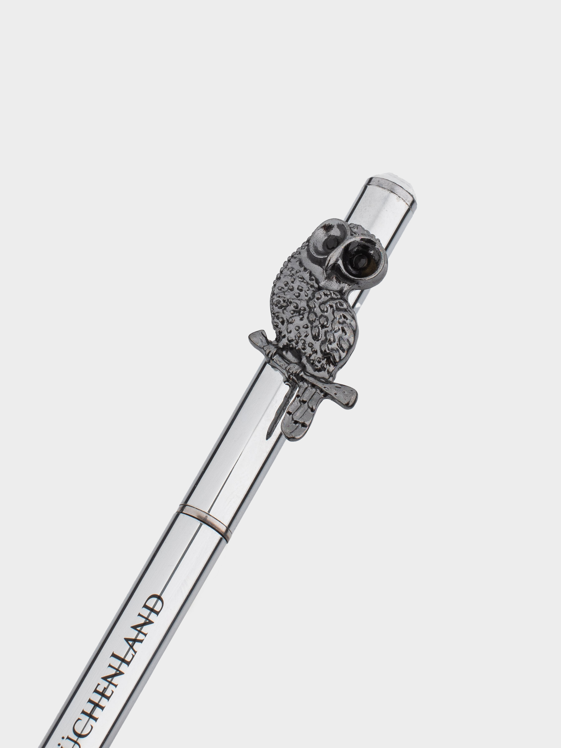 Ручка шариковая, 14 см, с фигуркой, сталь, черно-серебристая, Сова, Draw figure, image-2