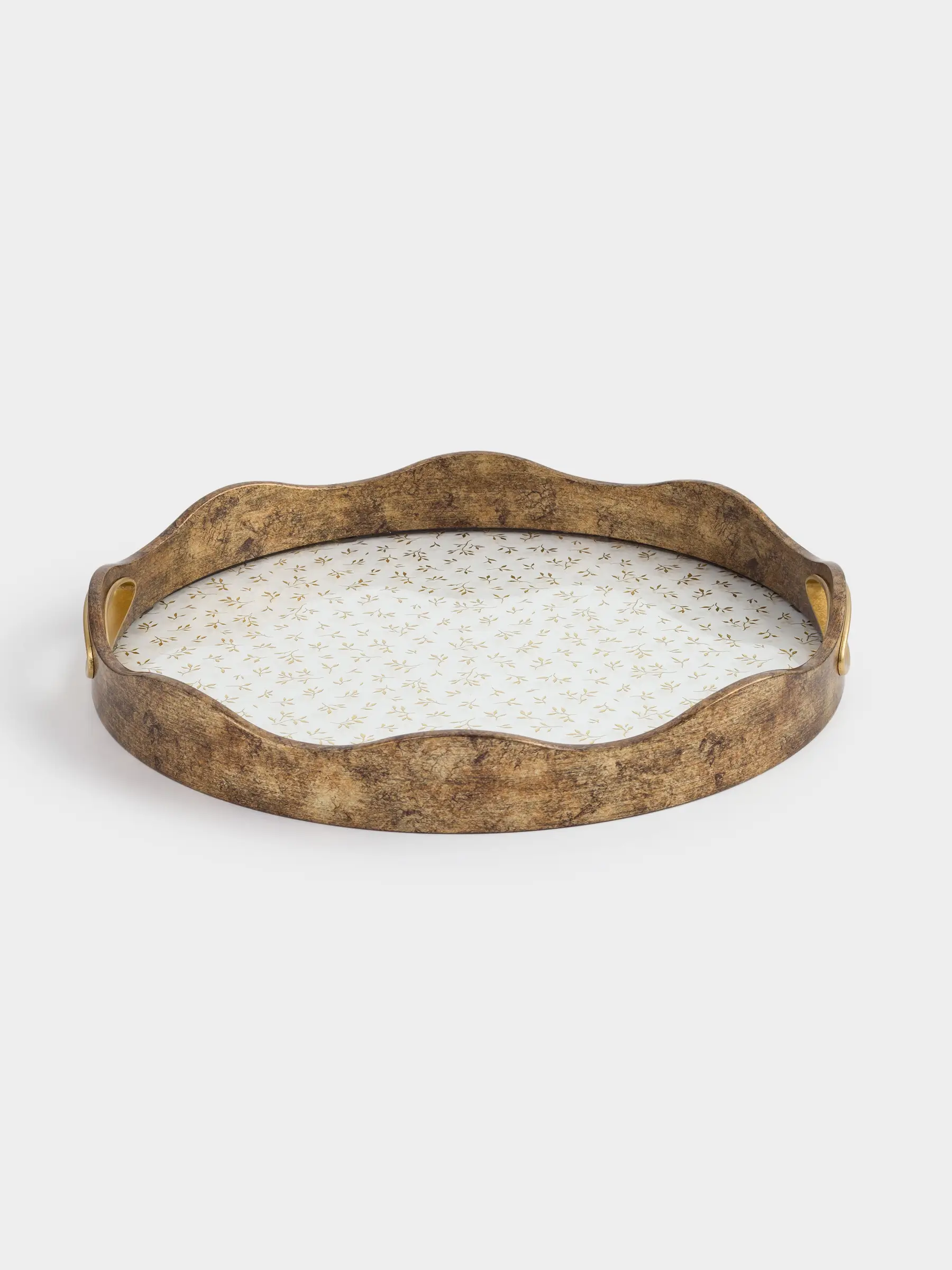 Науа, 35 см, пластик/шыны, дөңгелек, алтын, Гүлдер, Floral, image-0