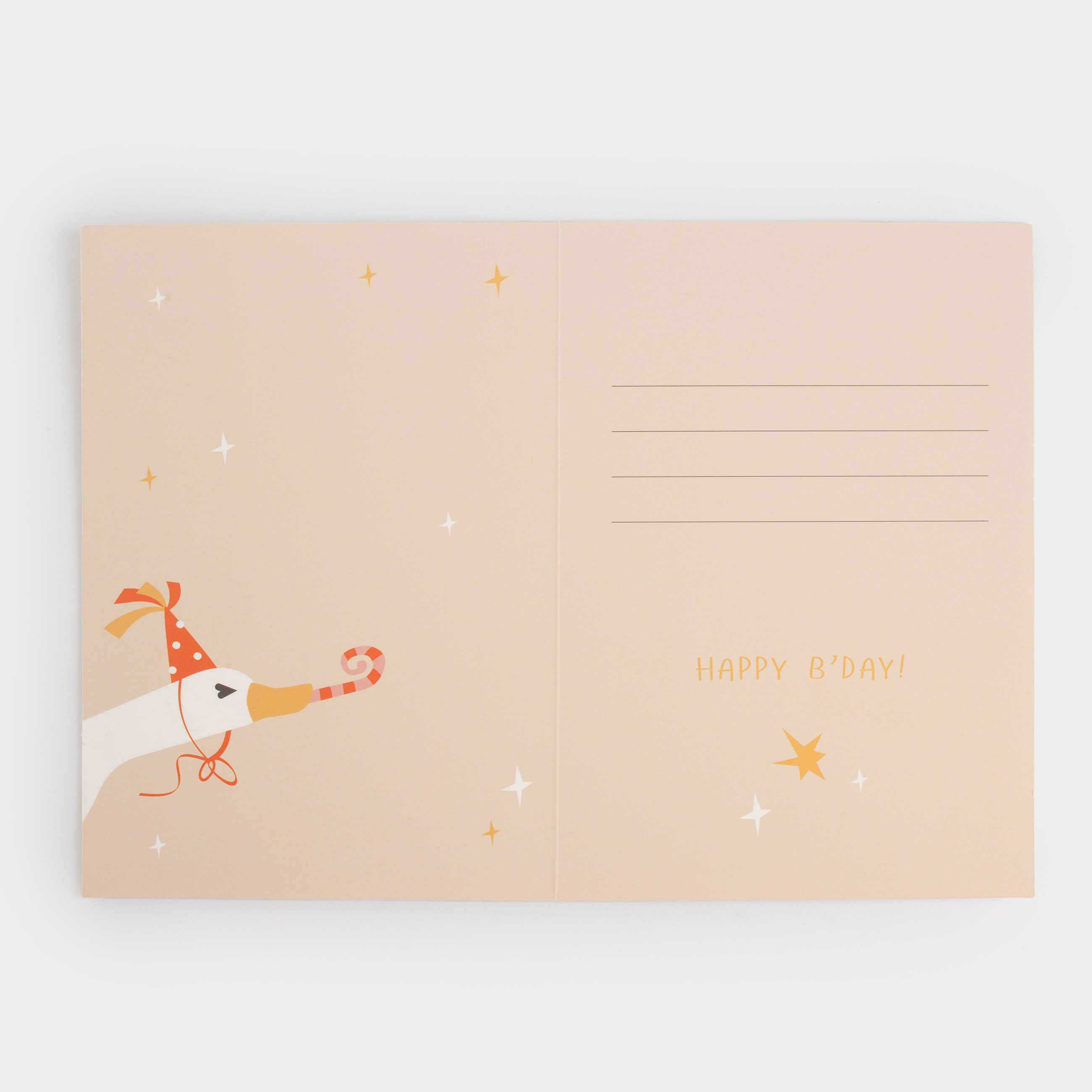 Открытка подарочная, 12х17 см, бумага, серая, Гуси, Birthday, image-2