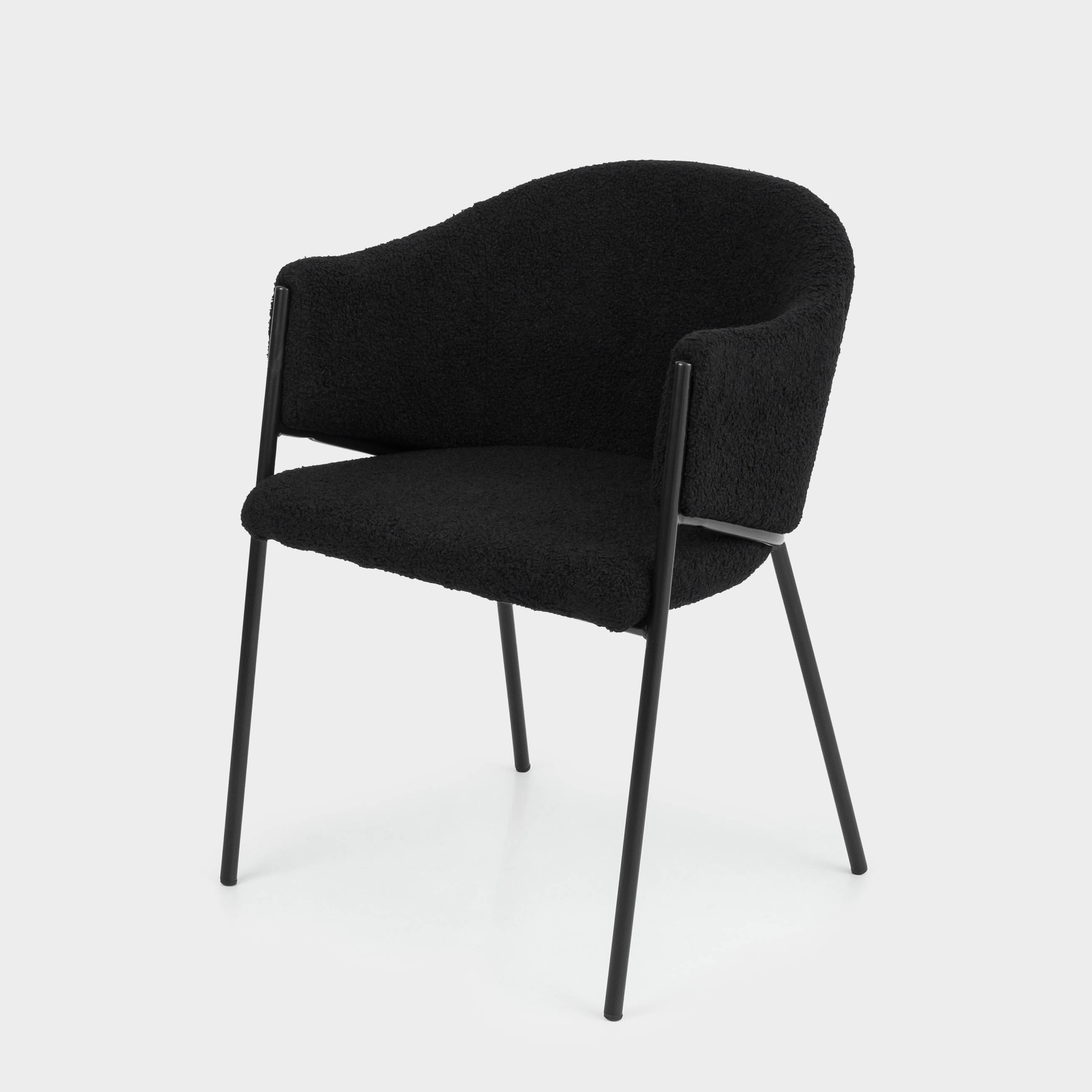 Кресло, 78 см, с подлокотниками, букле/металл, черное, Boucle, image-1